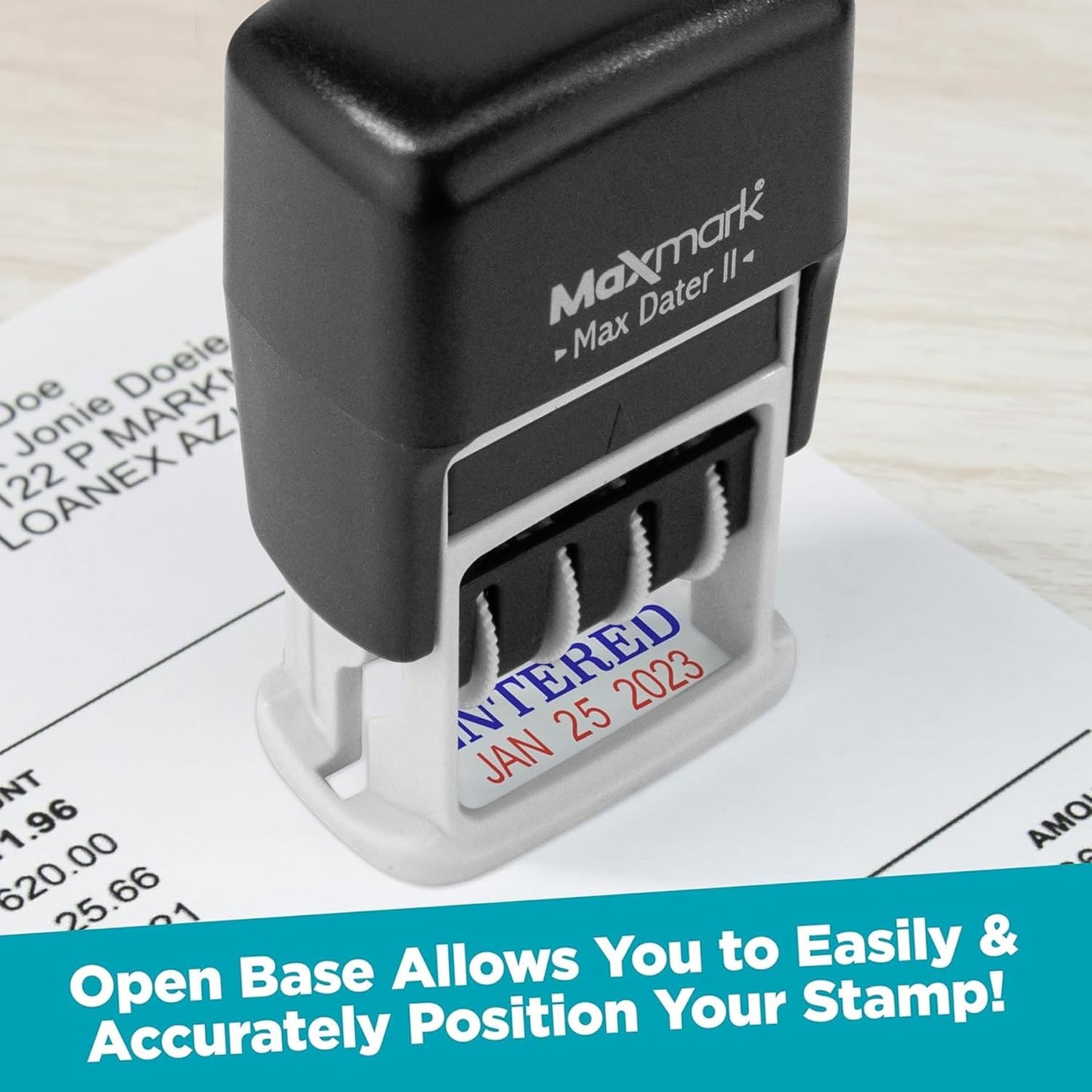 MaxMark Self-Inking Rubber Date Office Stamp with MAILED Phrase & Date - Black Ink (Max Dater II), 12-Year Band