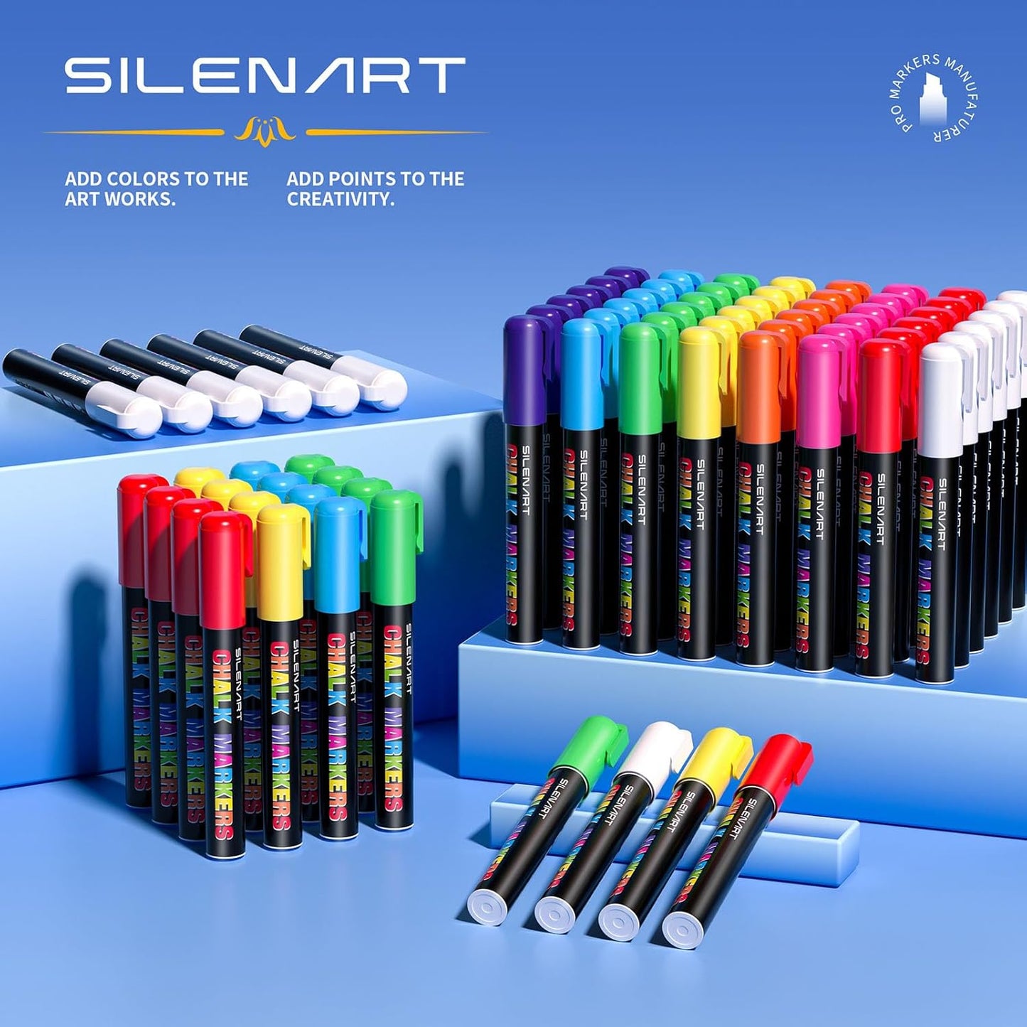 SILENART Orange Chalk Markers 2 Pack -15mm Jumbo Wide Thick Tip Auto Car Markers - Dry Erase Markers Pen - Orange Liquid Marker Pens for Chalkboard, Window, Glass, Mirror, Blackboard