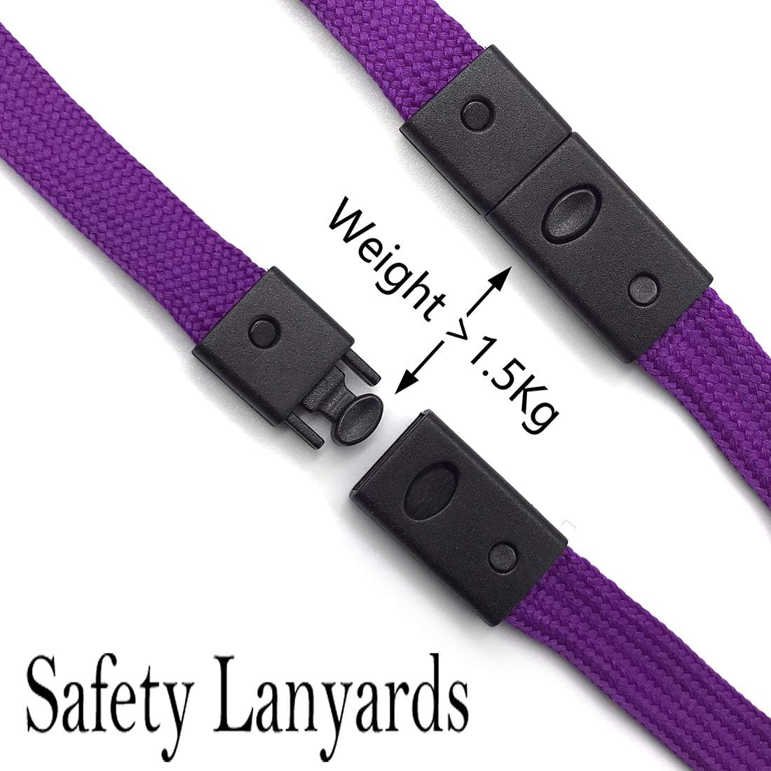 Bird Fiy Lanyards Breakaway Bulk Black Lanyards Neck Flat Safety Badge Lanyard Bulldog Clip (Purple, 50 PCS)