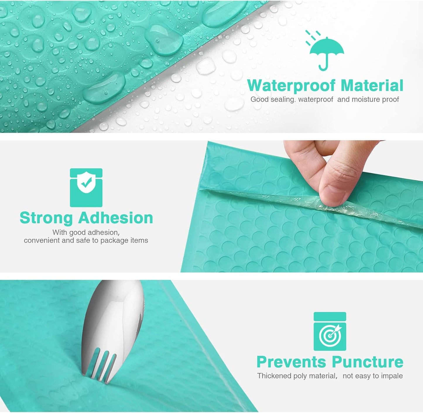 Metronic Bubble Mailers 6x10" 100 Pack Usable Size 6x9" Teal Padded Envelopes Self-Seal Small Bubble Mailers Cushioning Bubble Envelopes for Shipping Small Items Jewelry Makeup Gifts