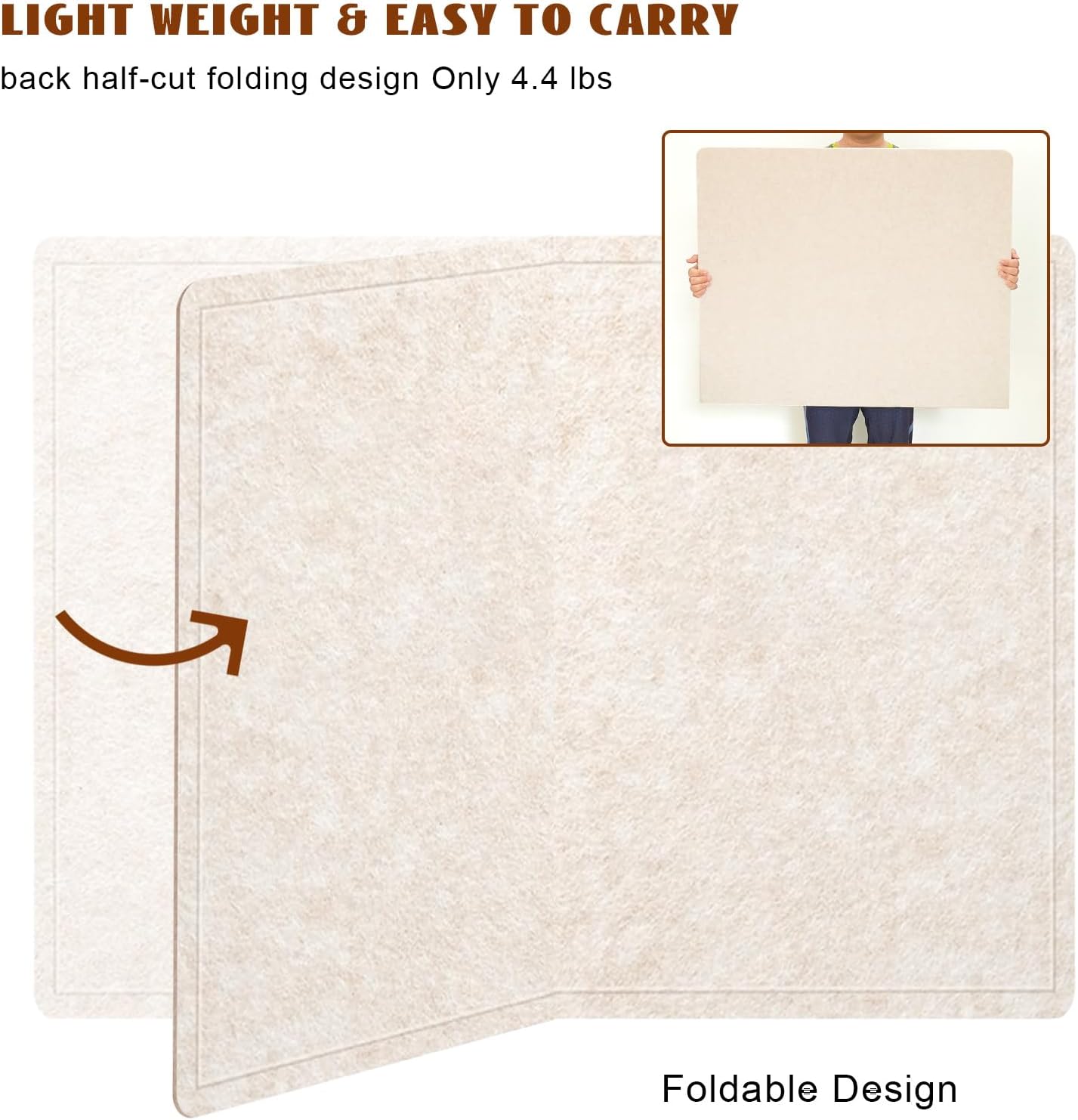 Large Cork Bulletin Board - 60 X 36 Inches With 30 Pushpins, 5' x 3' Pin Board for Walls, Self-Adhesive Felt Vision Board, Foldable Photo Board - Oatmeal