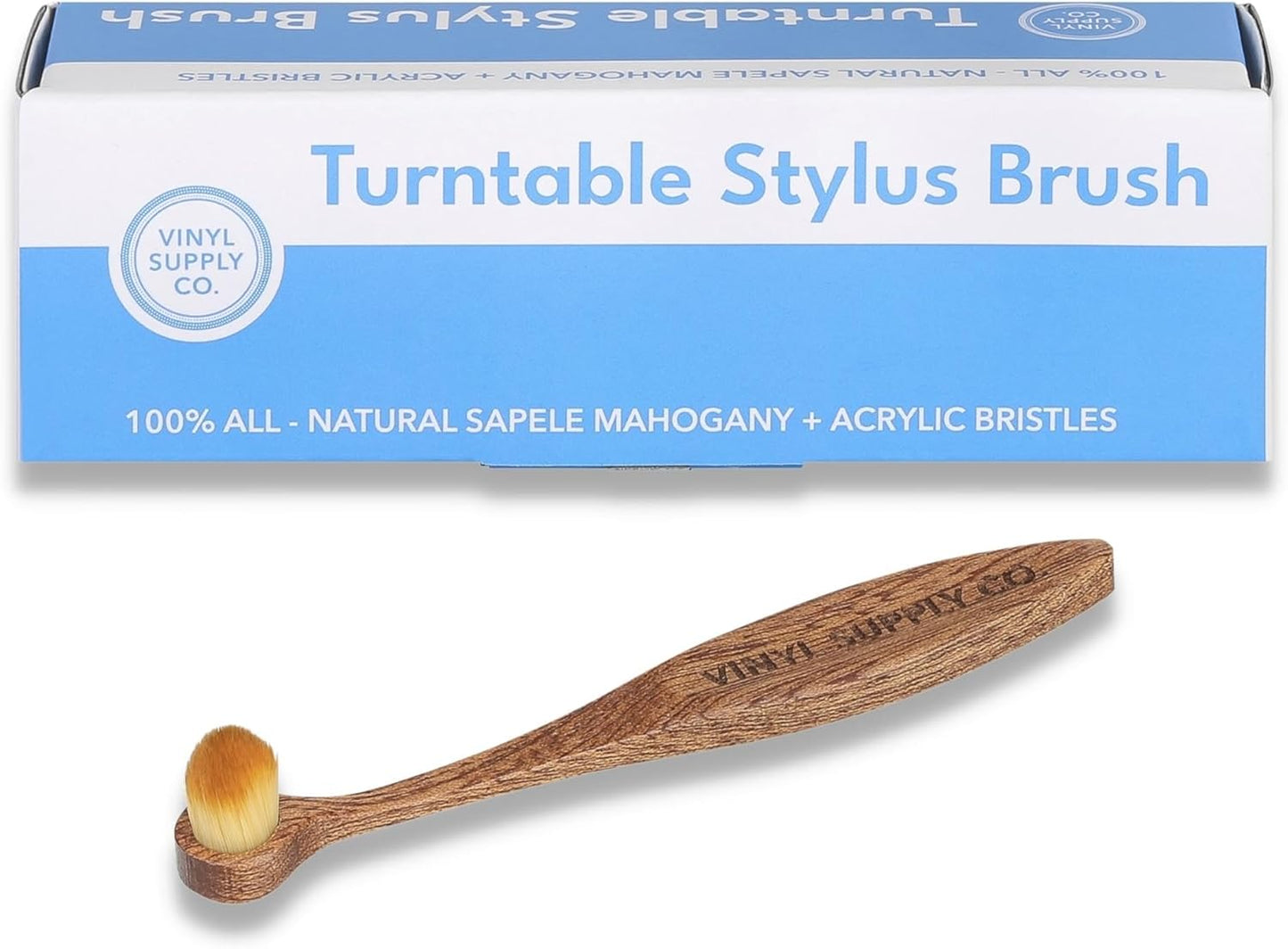 Turntable Stylus Brush by Vinyl Supply Co. - 100% All-Natural Wood Vinyl Brush - Goat Hair Vinyl Record Brush - Stylus Brush Cleaner for Needles and Cartridges (Stylus Brush)