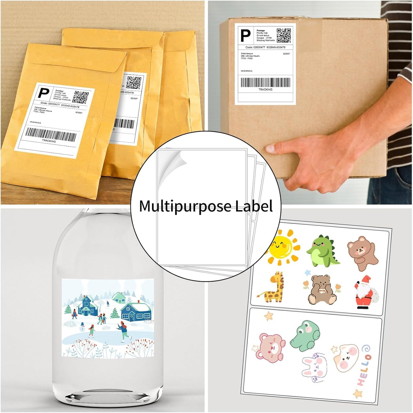Coopaty Half Sheet Shipping Labels 8.5" x 5.5" Sticker Labels for Laser & Ink Jet Printers, 2 Per Page Self Adhesive Mailing Labels for Packages (2000 Labels)
