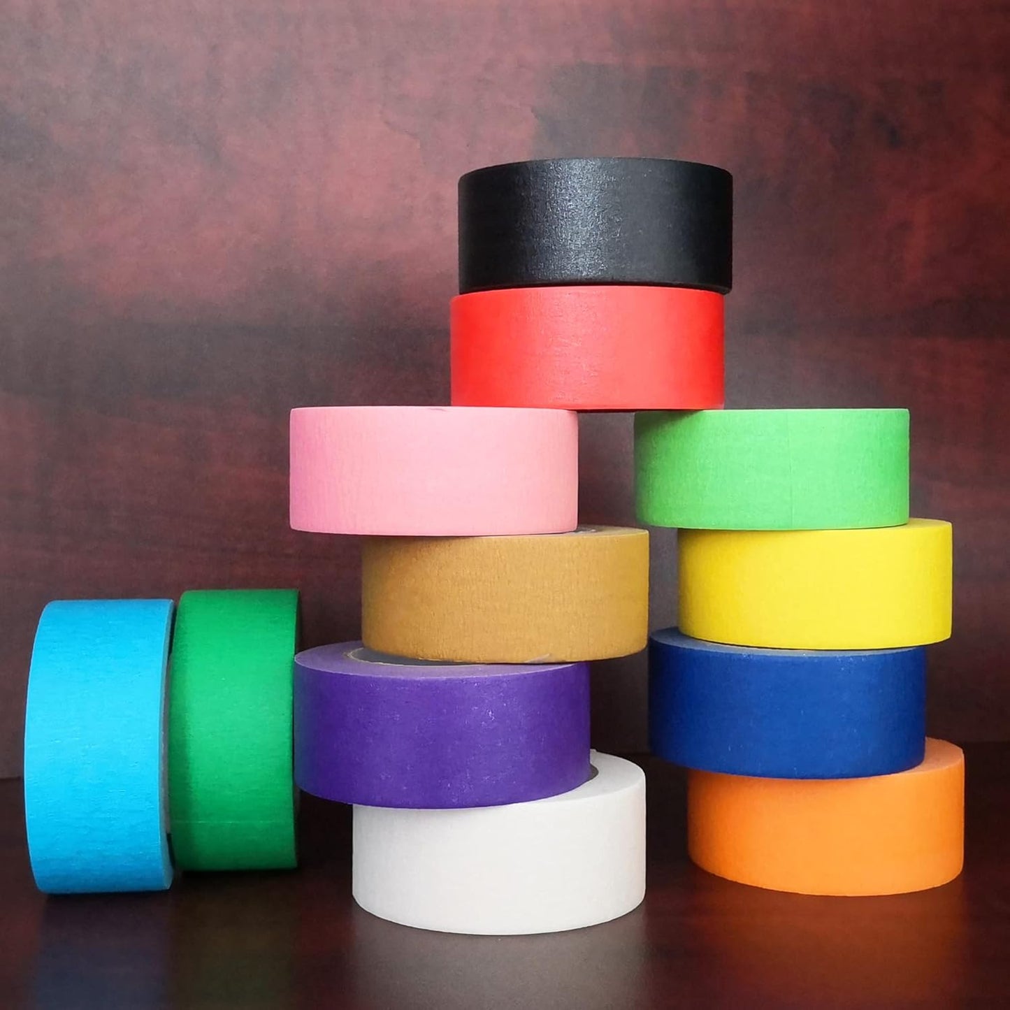LLPT Colored Masking Tape 6 Rolls Craft Tape Total 276 Feet x 3/4 Inch Vibrant Color Painters Tape for Decorative Arts Crafts Paint Color Coding Labeling (PT1906)
