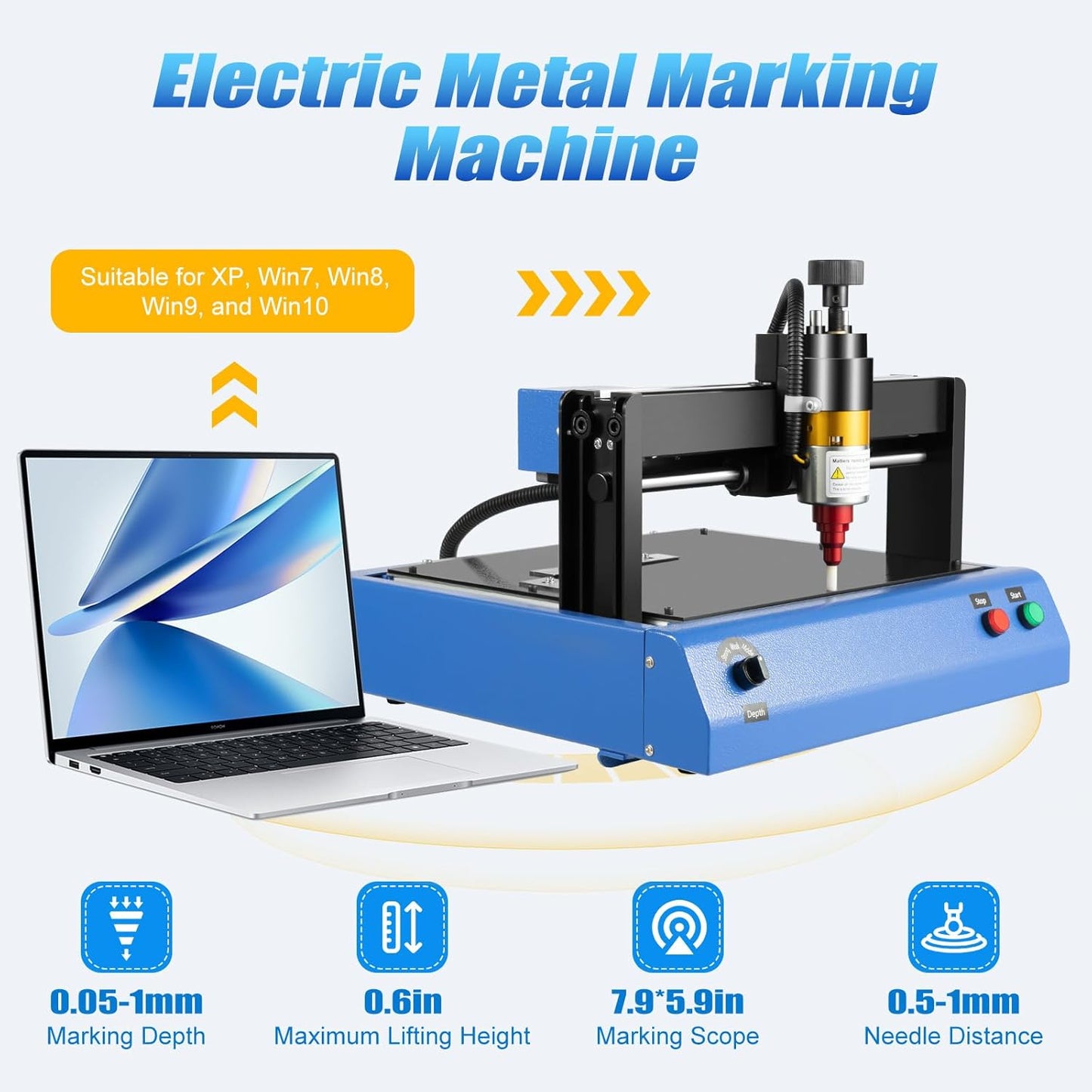 Electric Metal Marking Machine, 110V 400W 200x150MM Dot Peen Metal Engraving Machine Numbers Letter Tag Nameplate Engraver Device with USB Flash Disk for Metal&Steel Signs Marking