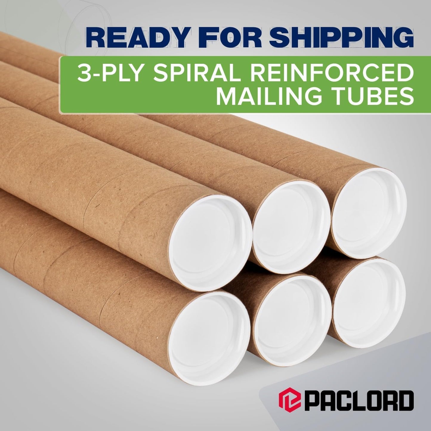 2" x 72" Reinforced Kraft Paper Mailing Tube, Pack of 2 Tubes with 4 Caps – Secure USPS Approved Poster Tube – Cardboard Tube for Shipping and Storing Posters, Prints, Artwork, or Documents