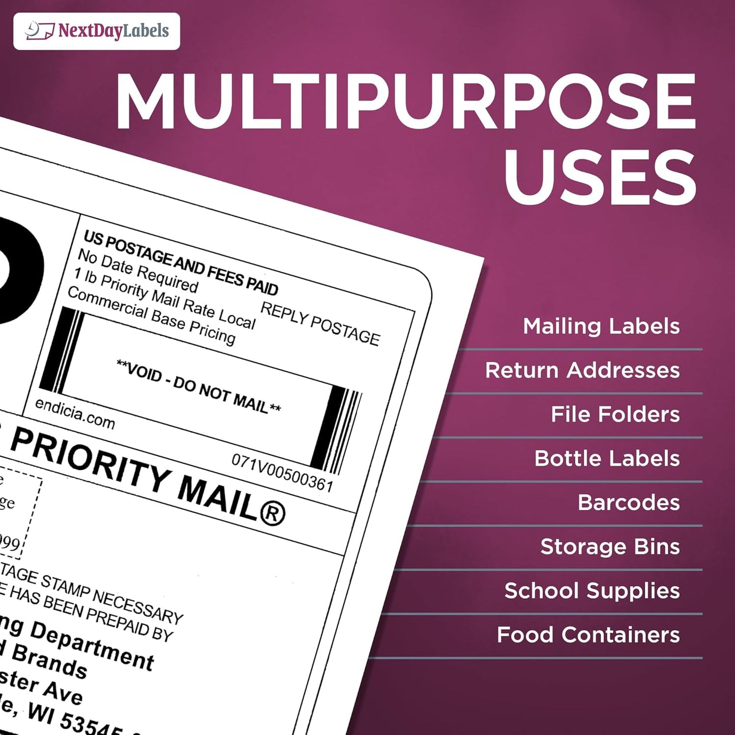 NextDayLabels - Full Page Labels 8.5 x 11 - White Shipping Labels - 8.5 x 11 Label Paper for Printer - Large Blank Matte Sticker Printer Paper - Laser/Inkjet Printer Labels (1 Per Sheet, 1000 Labels)