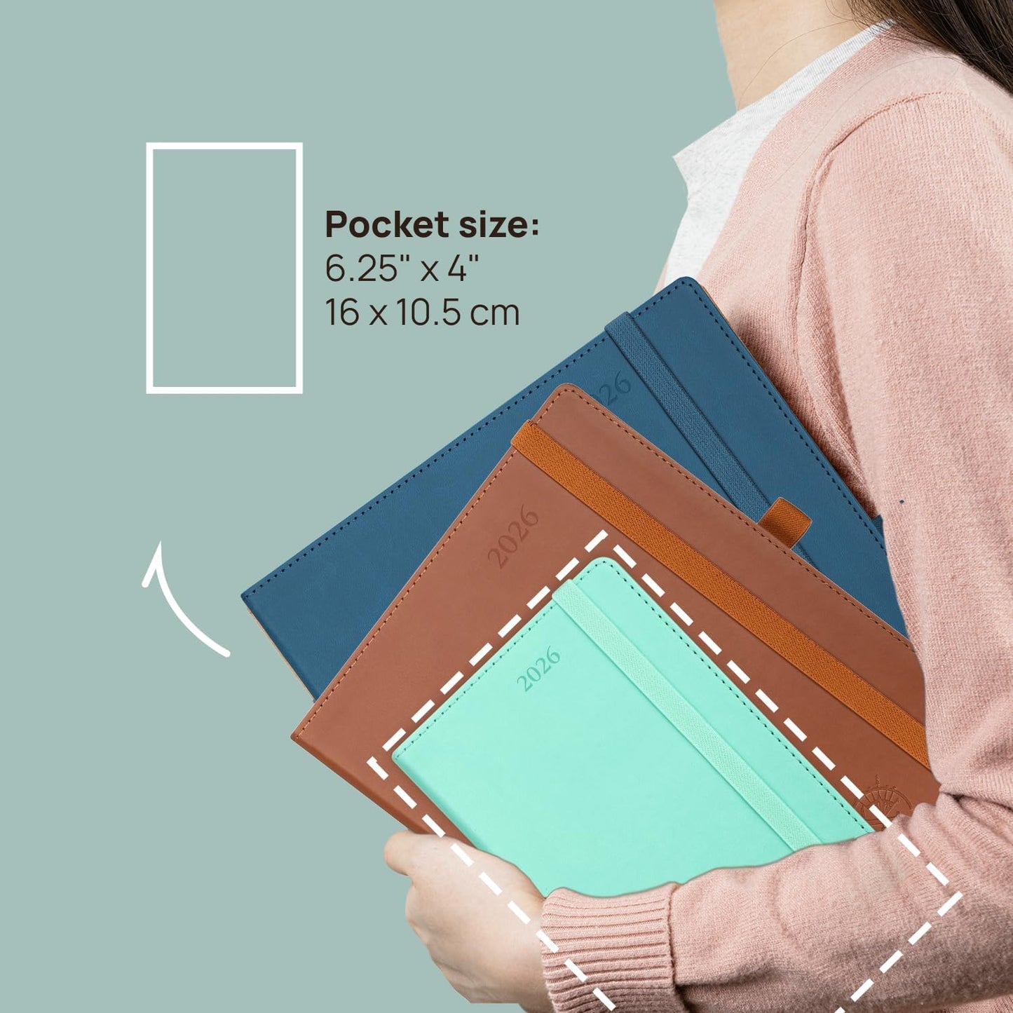 POPRUN Pocket Monthly Planner 2025-2026 (Pocket- 4''x 6.25''Soft Leather Cover) - 18 Month Calendar Book for Purse (Jul.2025-Dec.2026), 100 GSM Thick Paper - Night Sky Blue