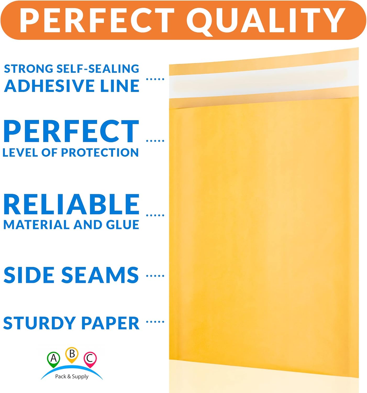 ABC PACK & SUPPLY Yellow Kraft Bubble Mailer Envelopes, 7.25 x 11 Inches. 10 Pack Mail Padded Envelopes Self Seal. Kraft Bubble Mailers. Tear-Resistant Mailing Envelope Padded. Sturdy Paper Mailer