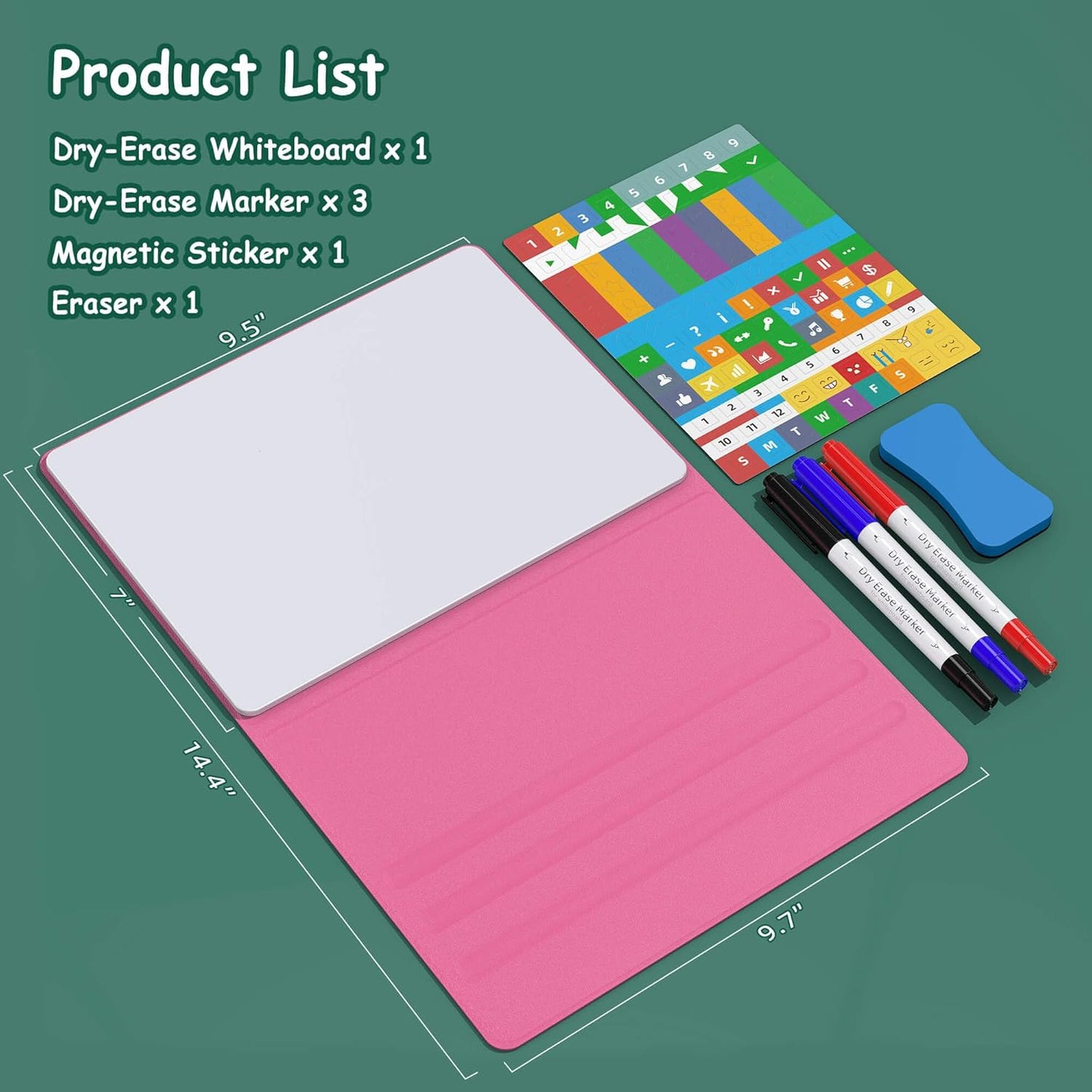 Small Desktop Dry Erase Board, 9.5x7 Magnetic Planner Desk White Board with Stand, Portable Whiteboard for Office Home School Supplies MH780 (M1 Blank (Pink))
