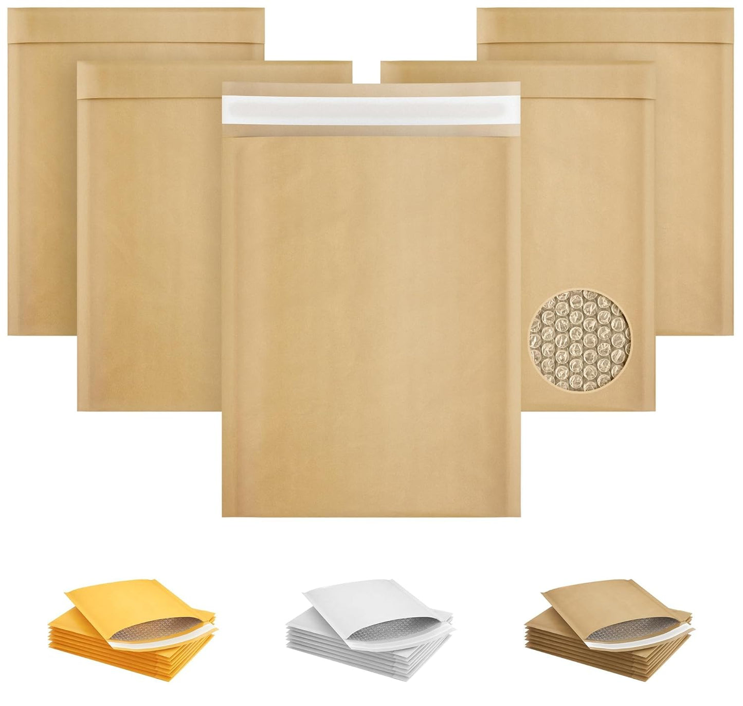 Natural Kraft Bubble Mailer Envelopes, 14.25 x 19 Inches. 100 Pack Mail Padded Envelopes Self Seal. Waterproof Kraft Bubble Mailers. Tear-Resistant Mailing Envelope Padded. Sturdy Paper Mailer