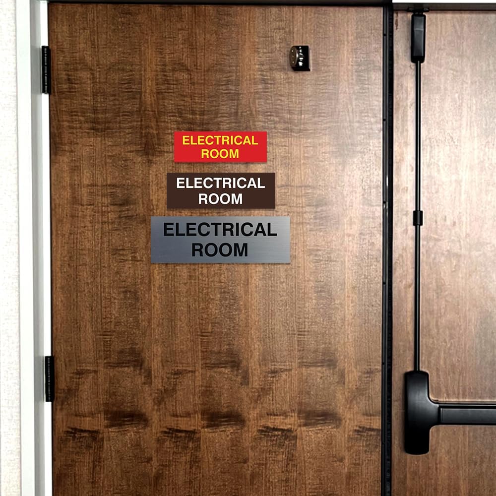 All Quality Basic Electrical Room Sign | Durable Construction | Building Safety - Black - Large (10 Pack)