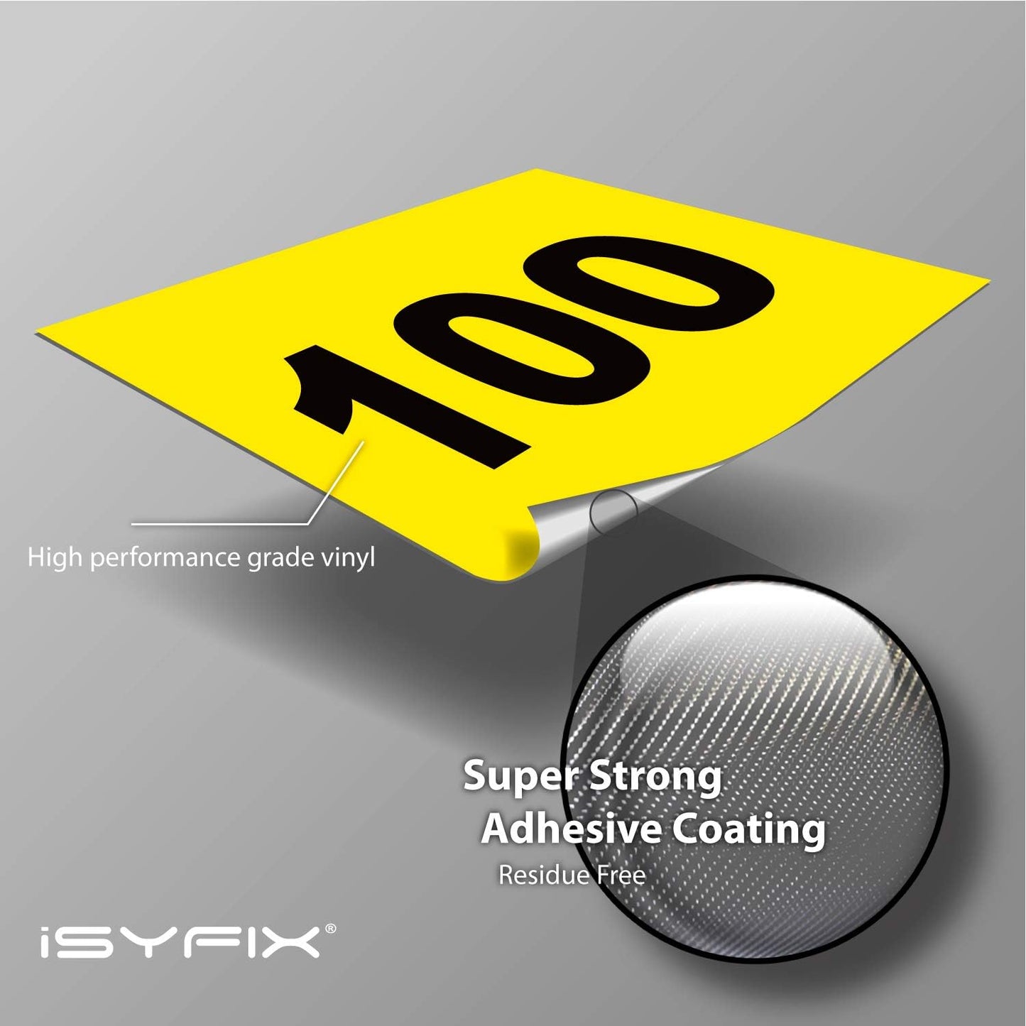 iSYFIX Yellow Consecutive Number Stickers – 1 to 100, 1.5-inch, 1 Set – Vinyl Self Adhesive Premium Decal, Ideal for Inventory, Storage, Organizing, Boxes, Toolbox, Lockers & More, Indoor/Outdoor