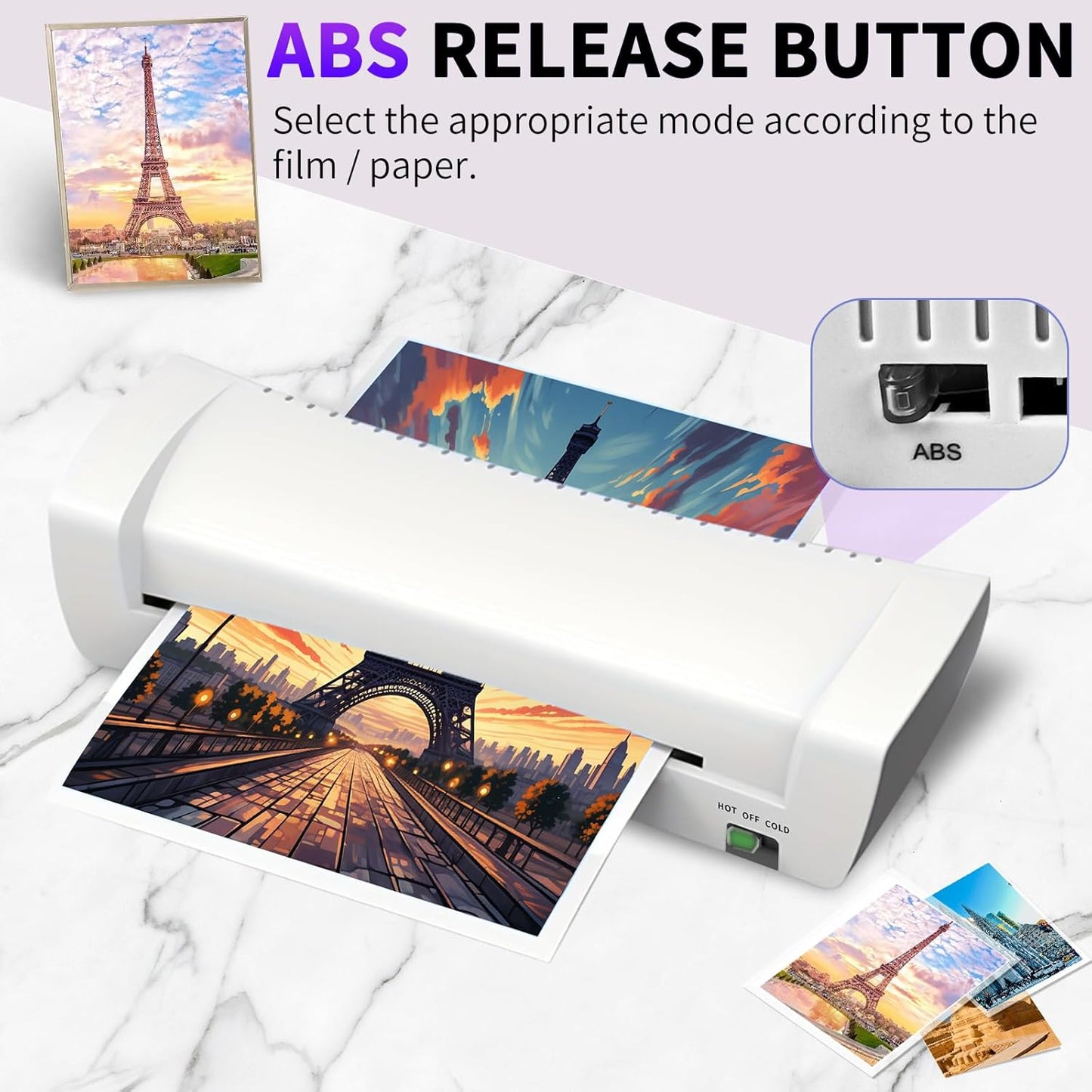9 Inch Laminator Machine for Documents and Photos, 6 in1 A4 Thermal Laminator Machine with Never Jam Technology, 15 Laminating Sheets, 5 Mil Thick, Use for Home Office School