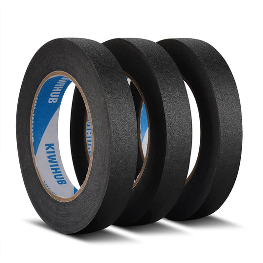 Black Painters Tape,0.7inch x 60 Yds x 3 Rolls (180 Yards Total) - Medium Adhesive Masking Tape for Painting,Labeling,DIY Crafting,Decoration and School Projects