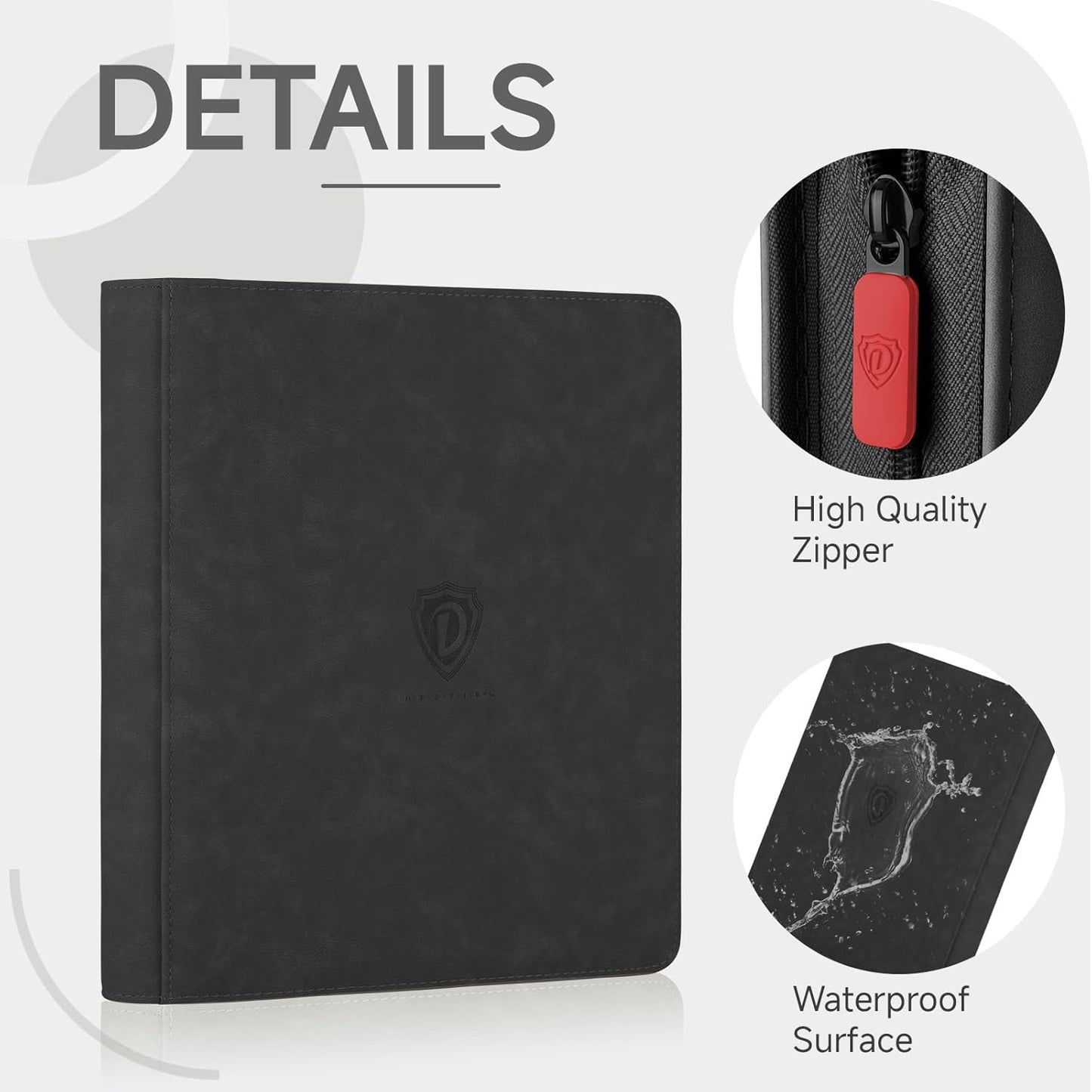 Trading Card Binder with Zip,12 Pockets Card Binder,720 Double Sided Pocket Card Collection Binder,Card Album Card Folder for MTG,TCG,Sports Cards,Game Cards,Black