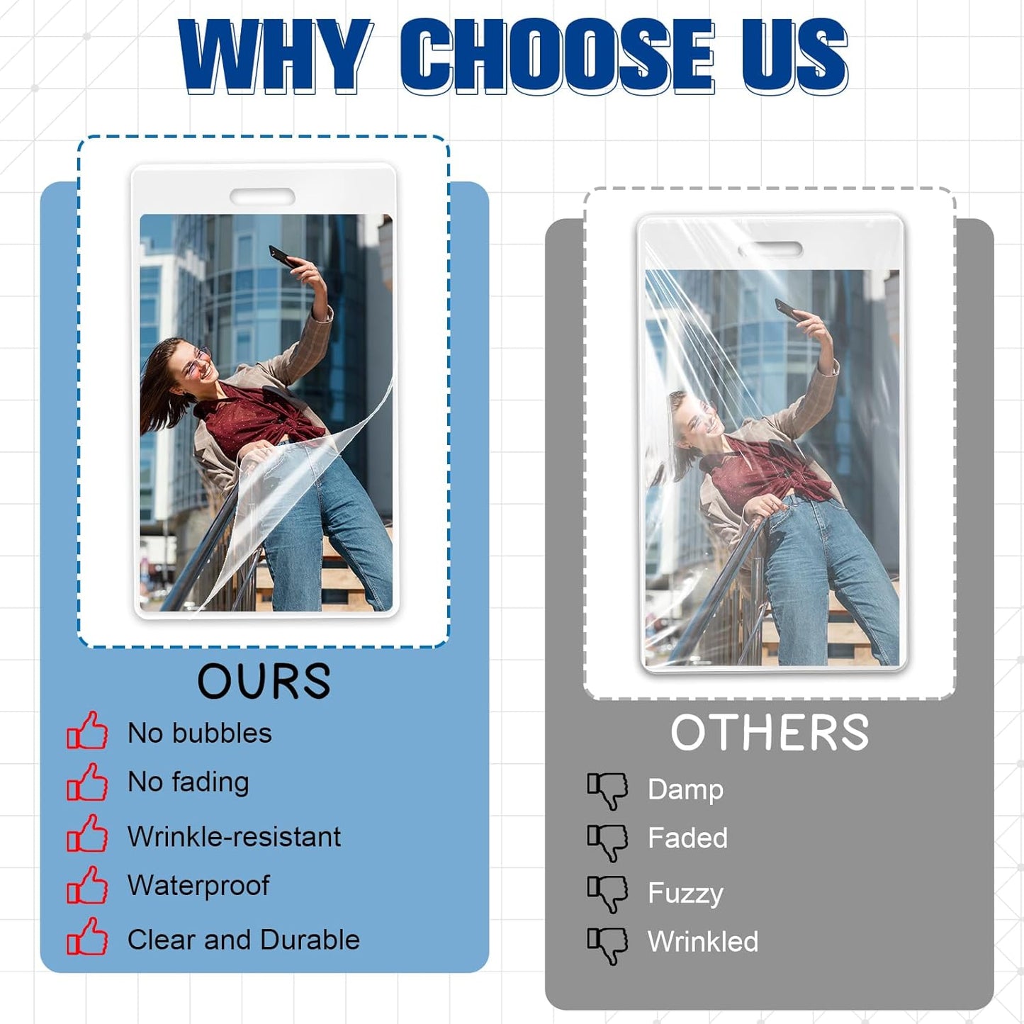 500 Pack 5mil 2.5“x4.2" Thermal Laminating Pouches Badge Laminate Pouches Clear Laminated Luggage Tags Printable Laminator Pouches for Business Permits Cards (500, 2.5" x 4.2"-5mil-with Holes)