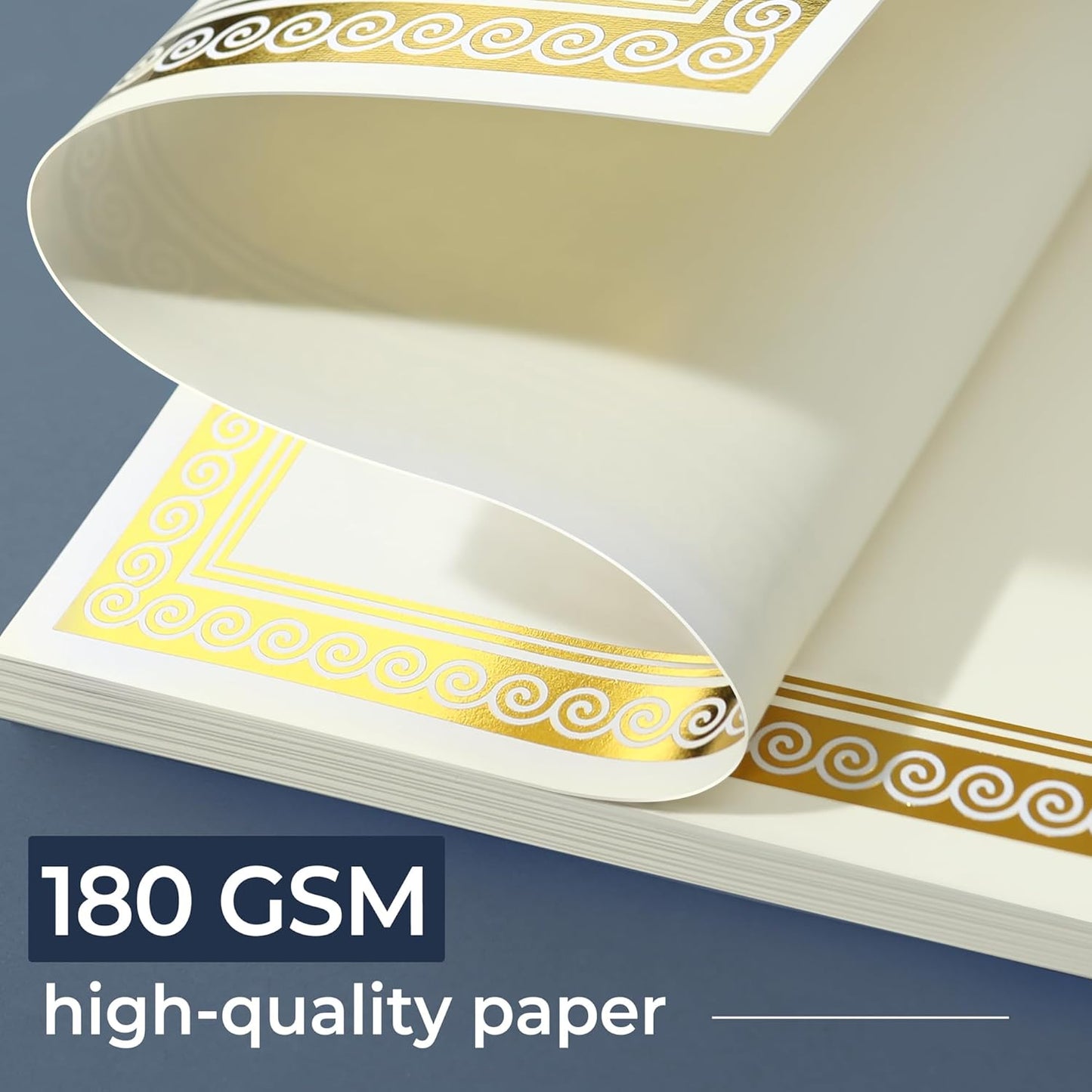 SUNEE 50 Sheets Certificate Papers - Blank Gold Foil Border, 8.5x11 for Diploma, Certificates, Participation Awards, Document Cardstock Paper and Inkjet Printer Friendly (Ivory)