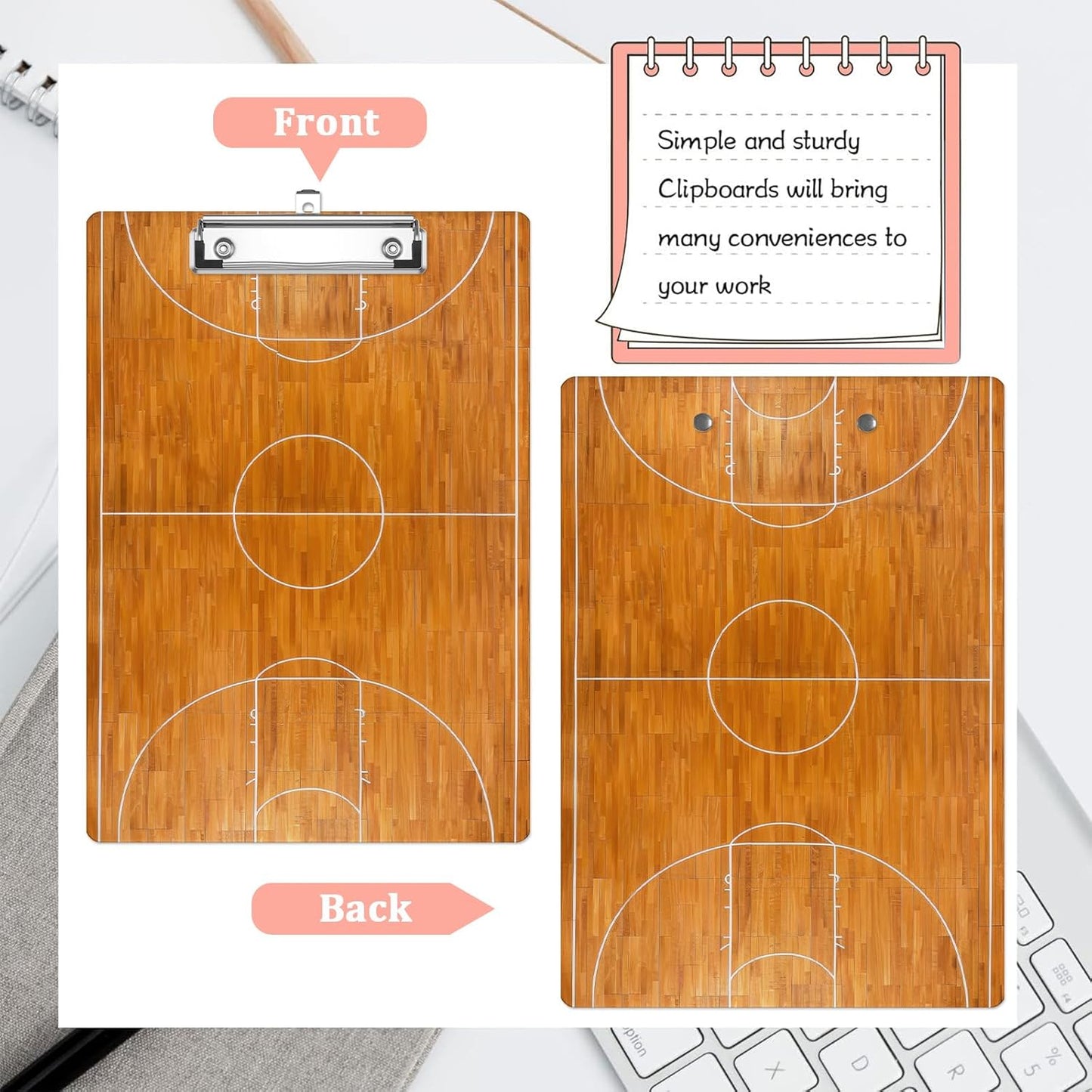 Basketball Coaching Plastic Clipboards,Cute Fashion Clipboard Decorative 8.5" x 12.5"Standard A4 Size Clipboards,Acrylic Clipboard for Teacher,Social Worker,Students,Nurse,Office Supplies