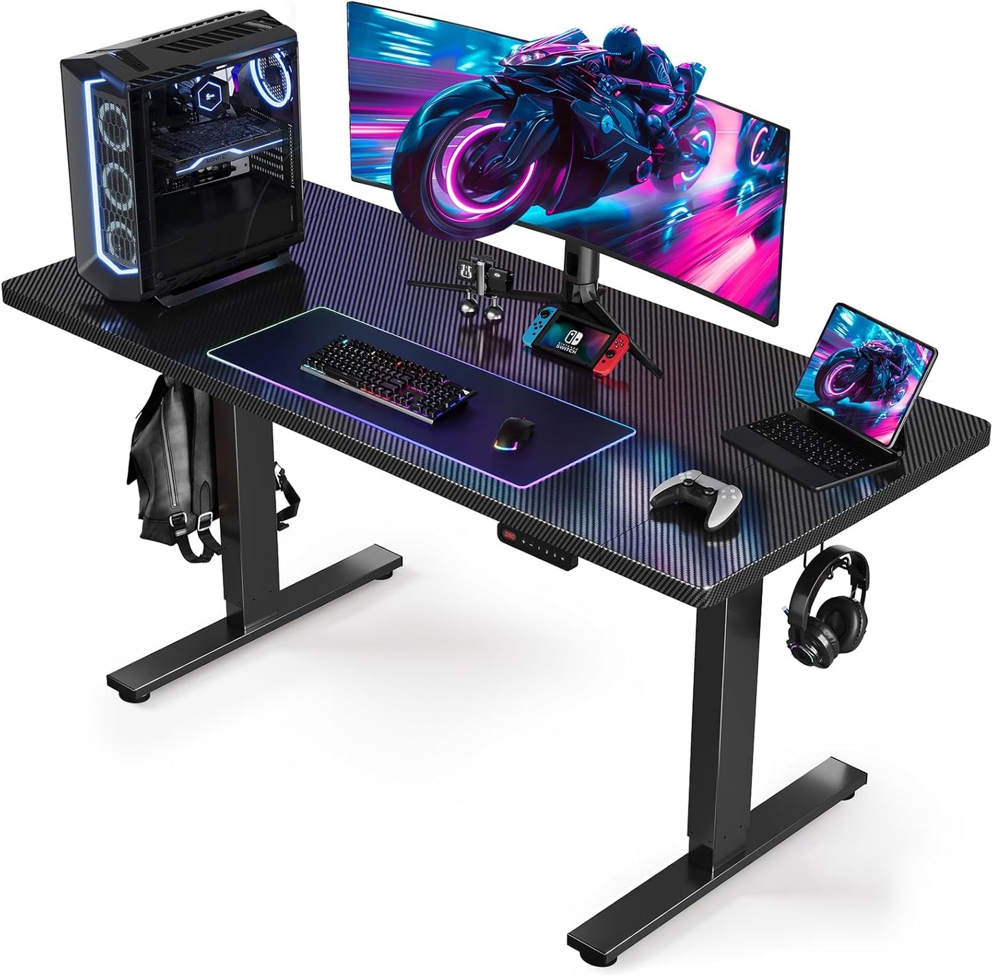 SIAGO Electric Standing Desk Adjustable - 63 x 24 Inch Sit Stand up Desk with Cable Management - 3 Memory Preset Adjustable Height Table