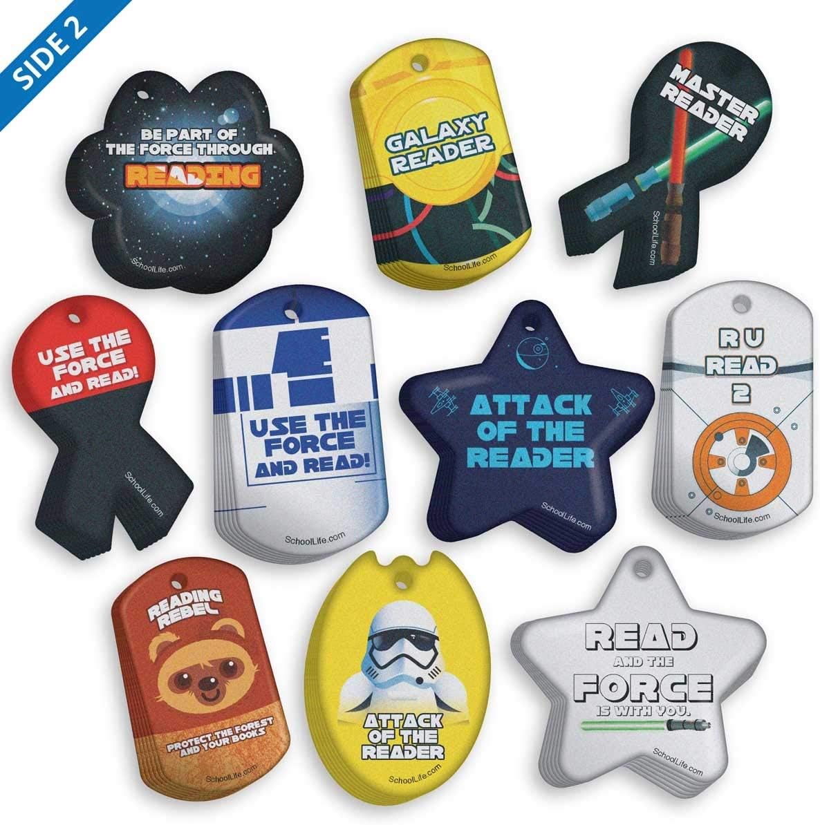 Reading Rebel Brag Tag Value Pack: Wearable Incentives for Young Readers 100 Tags (10 Tags for Each Design) + 25 USA-Made Hypoallergenic Aluminum Safety Chains