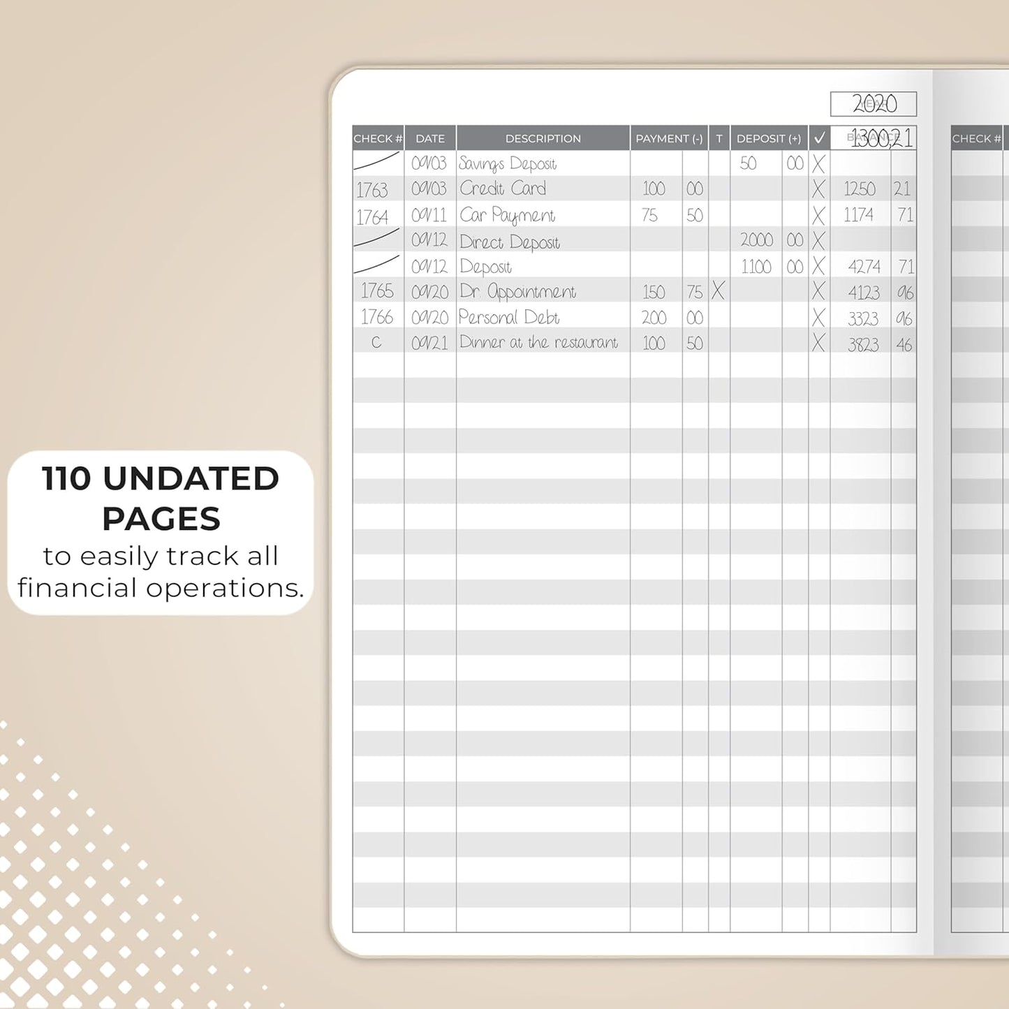 Clever Fox Check Register Book - Deluxe Transaction Register, Accounting Ledger Book, Checkbook Register & Checking Account Register Book for Personal and Work Use, A5 Hardcover - Seashell