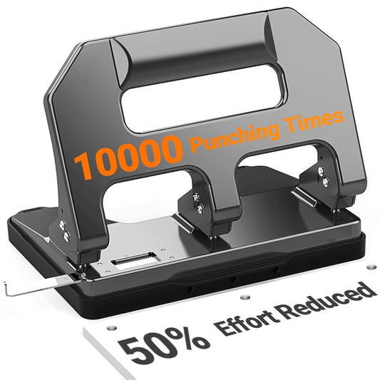 3 Hole Punch Heavy Duty, AFMAT 3 Hole Puncher for Binder, 40-Sheet Three Hole Punch w/ 10000+ Uses, Metal Hole Puncher 3 Ring, 50% Reduced Effort, Bulit-in S.S. Paper Guide, Model: HPX1 (Gray)