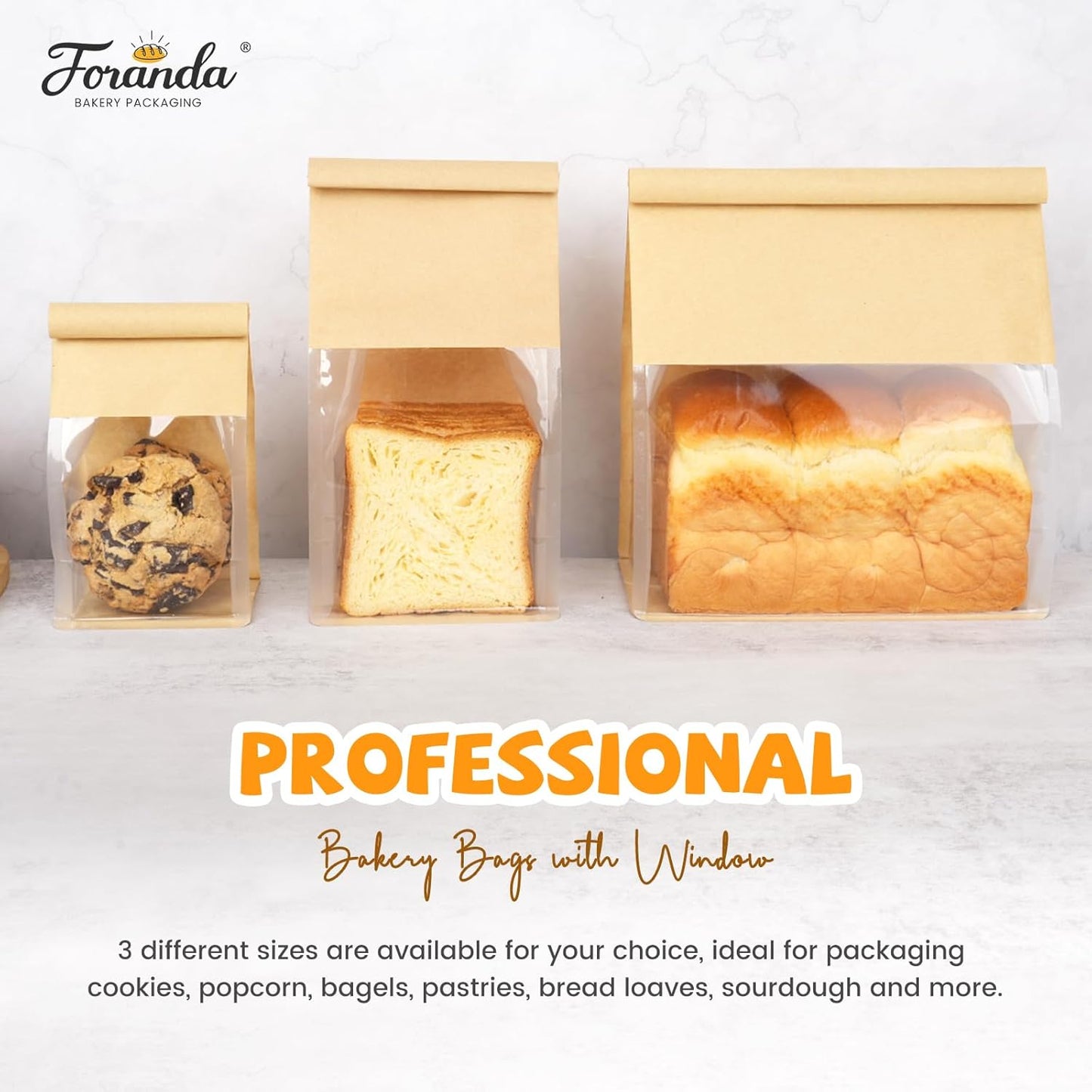100 Pack Small Bakery Bags with Window, 3.9x3.1x8.2 Inches Tin Tie Tab Lock Cookie Packaging Bag Resealable Paper Treat Bags for Homemade Granola, Popcorn, Candies, Goodies
