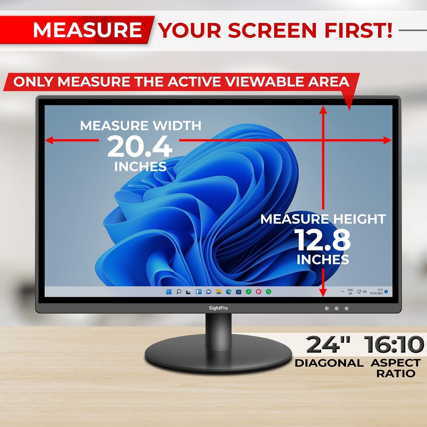 24 Inch 16:10 Computer Privacy Screen Filter for Monitor - Privacy Shield and Anti-Glare Protector