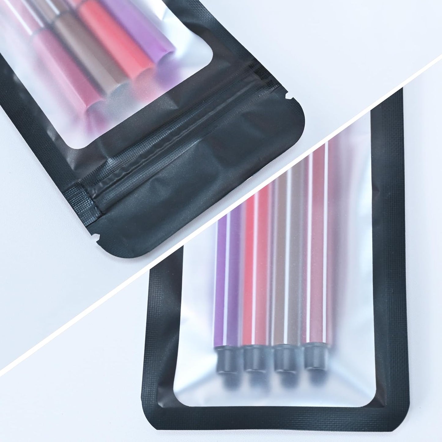 Resealable Mylar Pouch Pen Bags Great for Office Home Party Favor Food Storage Cookies Sample Jewelry Snack (100PCS, Black Color, 2.7 x 9 inch)