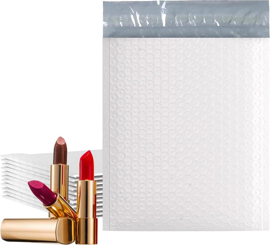 White Poly Bubble Mailers Self Seal, 6.5 x 9 Inch. Pack of 250 Bubble Packaging Envelopes for Shipping. Durable Padded Envelopes Waterproof. Self Seal Padded Mailers. Shipping Packages