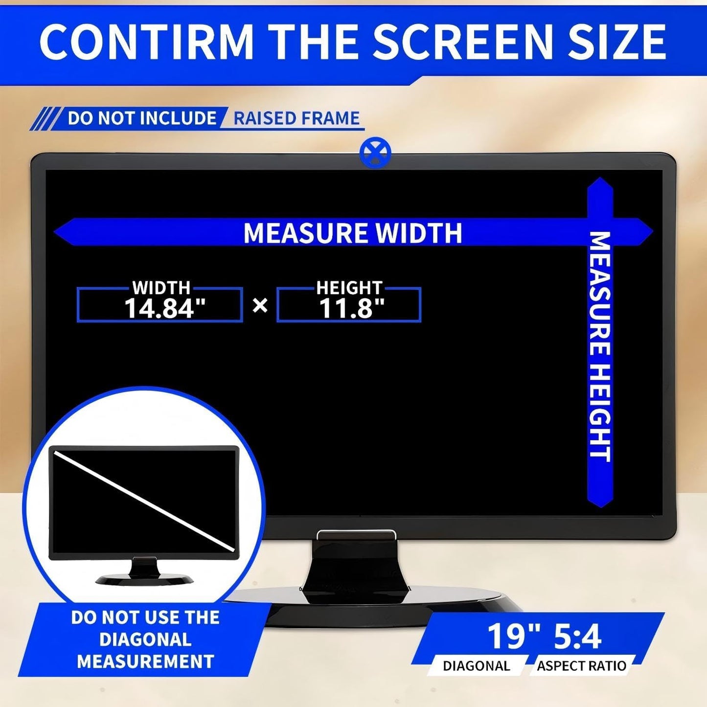 19 Inch 5:4 Computer Privacy Screen Filter for Monitor - Privacy Shield and Anti-Glare Protector (14 13/16" x 11 7/8")