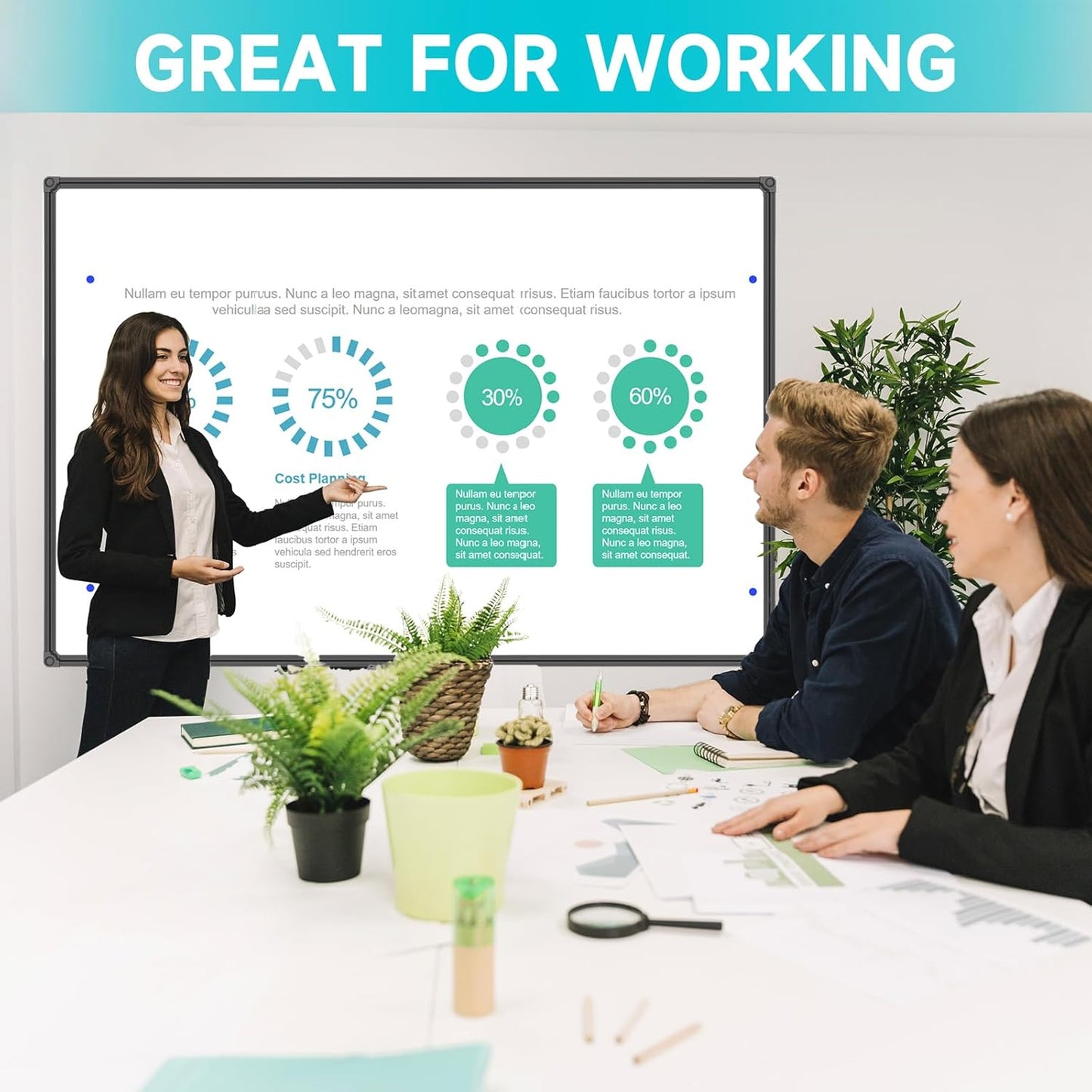 JILoffice Large Magnetic White Board, Dry Erase Board 72 x 40 Inch, Black Aluminum Frame with Detachable Marker Tray, Wall Mounted Board for Office Home and School