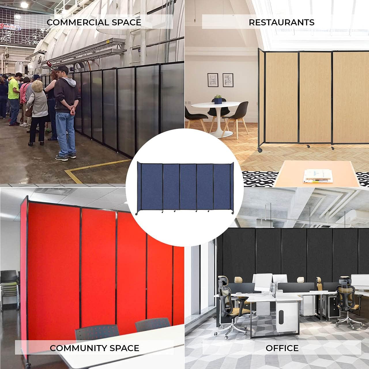 Versare Straightwall Sliding Portable Wall Partition | Freestanding Office Dividers | Locking Wheels | Temporary Room Separator | 7'2" Wide x 5' Tall Mocha Fabric Panels