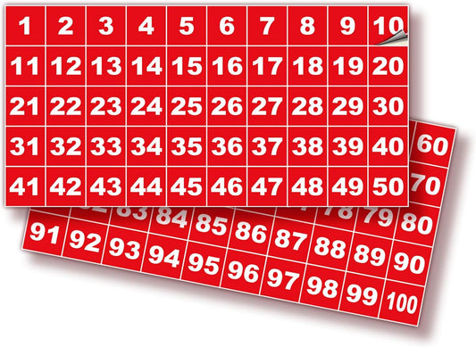 iSYFIX Red Consecutive Number Stickers – 1 to 100, 1-inch, 1 Set – Vinyl Self Adhesive Premium Decal, Ideal for Inventory, Storage, Organizing, Boxes, Bins, Toolbox, Lockers & More, Indoor/Outdoor