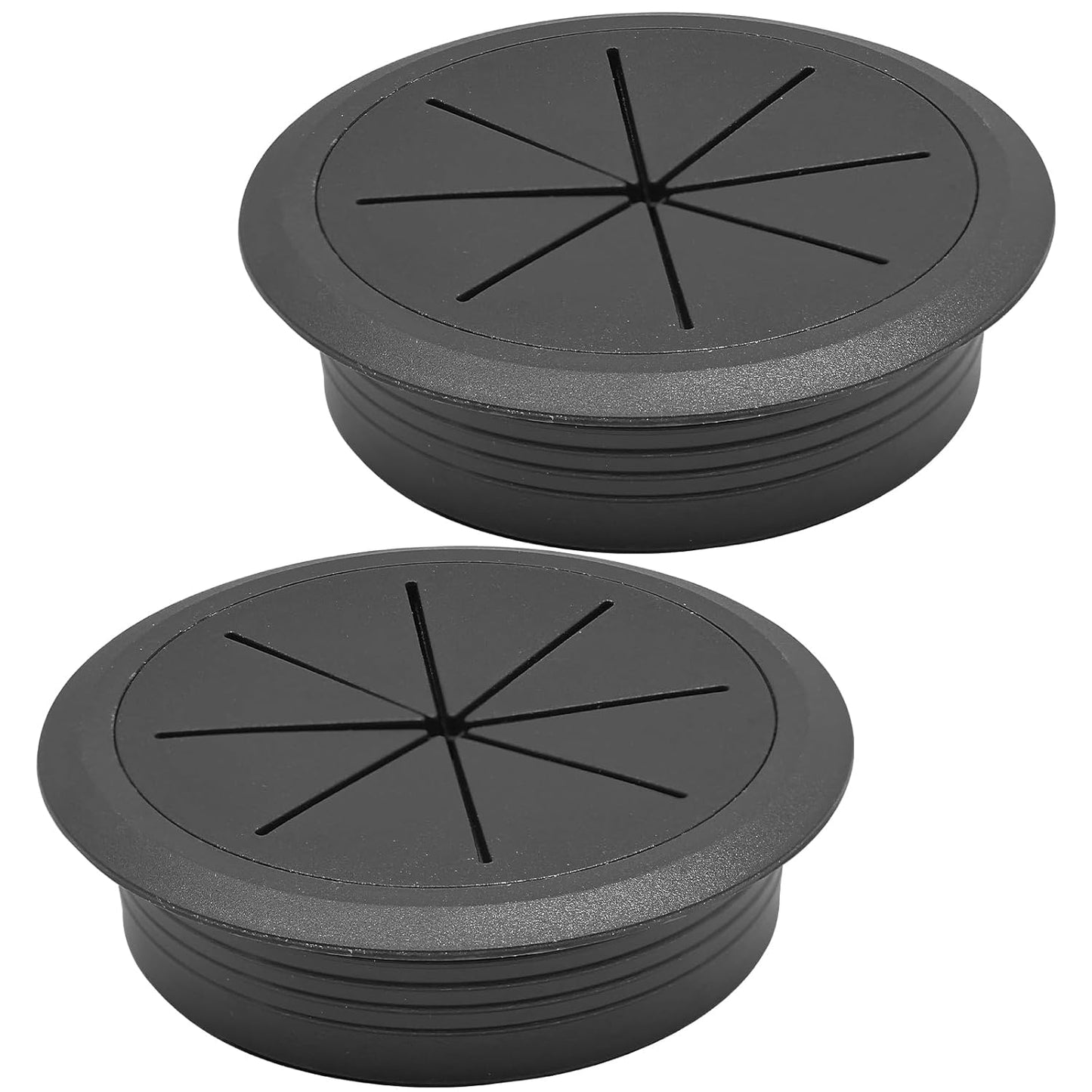 Desk Grommet 3-1/8" (80 mm), Desk Hole Cover for Cables Black, Cable Grommet ABS Plastic, Desk Hole Grommet for Office and Home Table Cable, Detachable & Flexible Cable Cord Organizer-2 Pcs