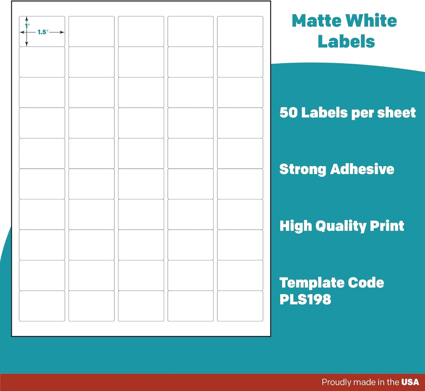 Premium Label Supply White Sticker Barcode Labels – 1.5" x 1" – Laser/Inkjet Compatible – (50 per Sheet), 2000 Sheets – 100,000 Total Adhesive Labels