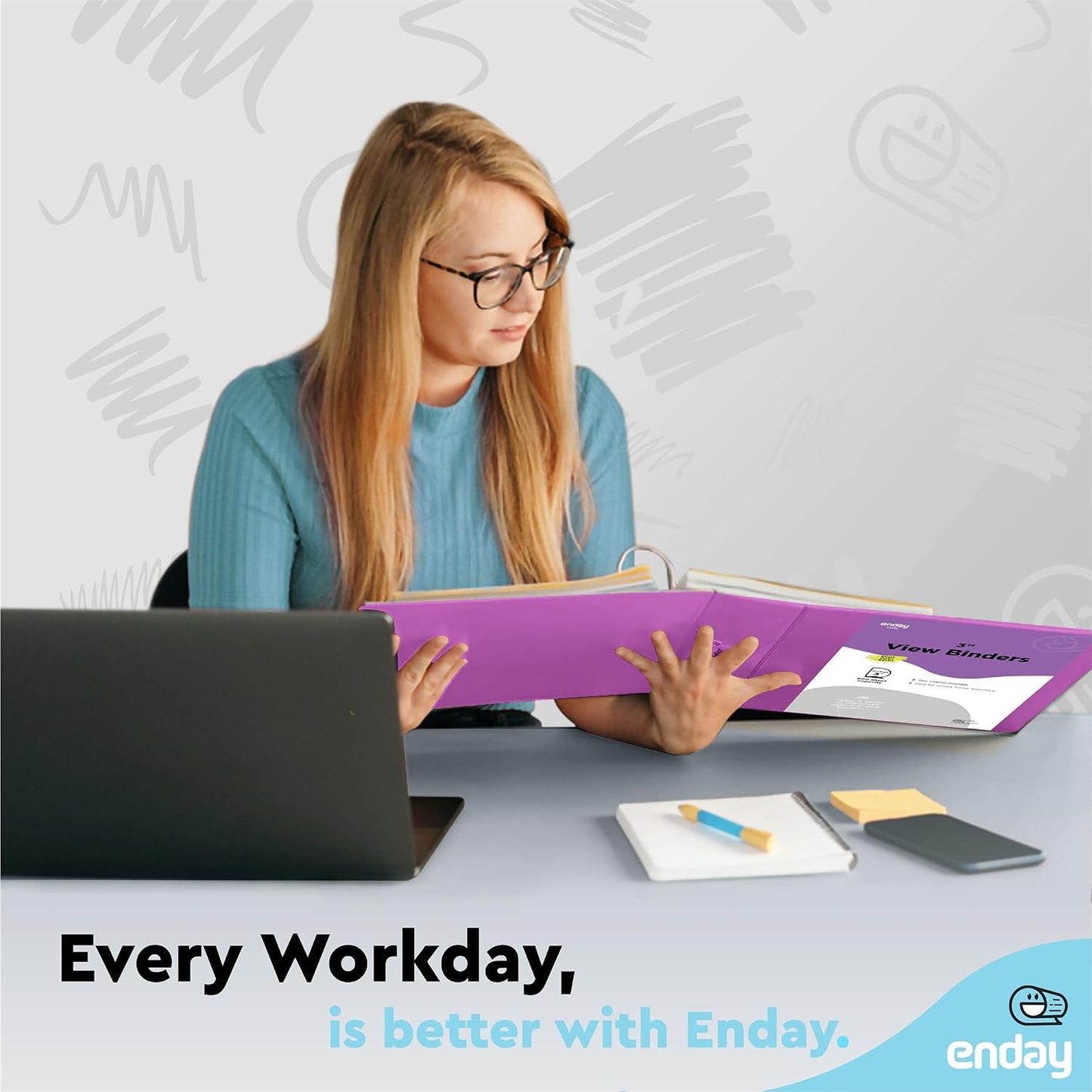 3 Slant D-Ring Binder 3 Inch Purple, 3 in Clear View Cover with 2 Inside Pockets Binder, Heavy Duty Colored School Supplies Binders,Also Available in Green, Grey, Red, Blue, Pink (6 PC) – by Enday