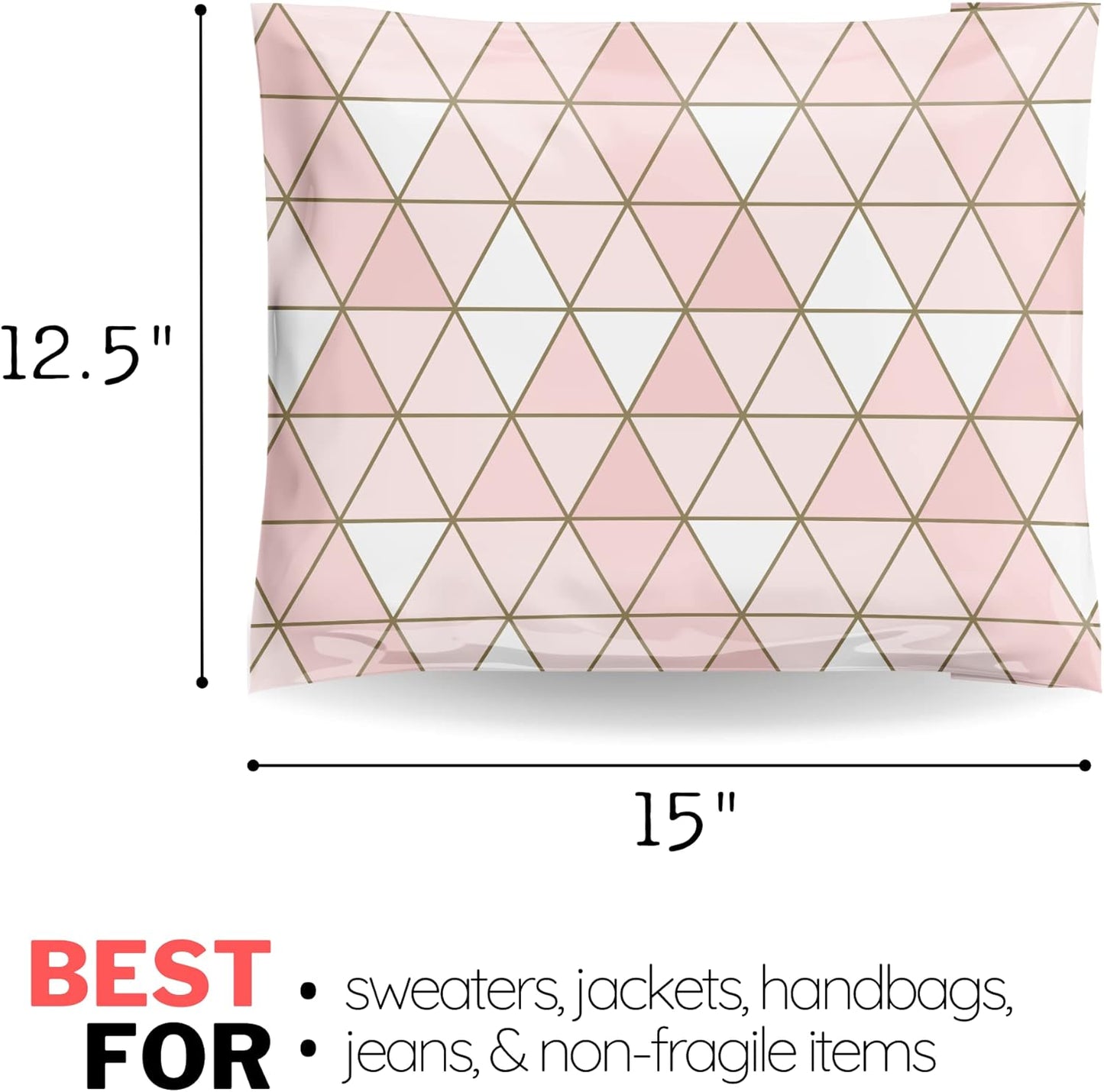 Poly Mailers 12.5x15 50 Pack | Self-Sealing Shipping Bags Envelopes for Small Business | Waterproof Durable Packaging | Rosé | Pink Gold | à la mode Mailers