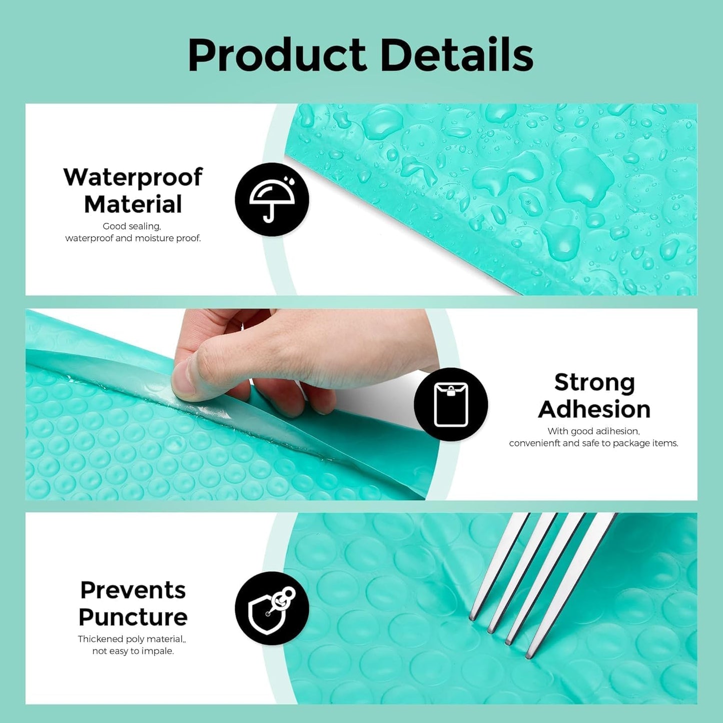 Metronic 6000 Pack Bubble Mailer 8.5x12 Inch Teal,Usable Size 8.5x11" Waterproof Padded Envelopes,Self-Seal Modern Bubble Mailers Cushioning for Shipping,Jewelry Makeup Supplies,Gift Packaging Bulk