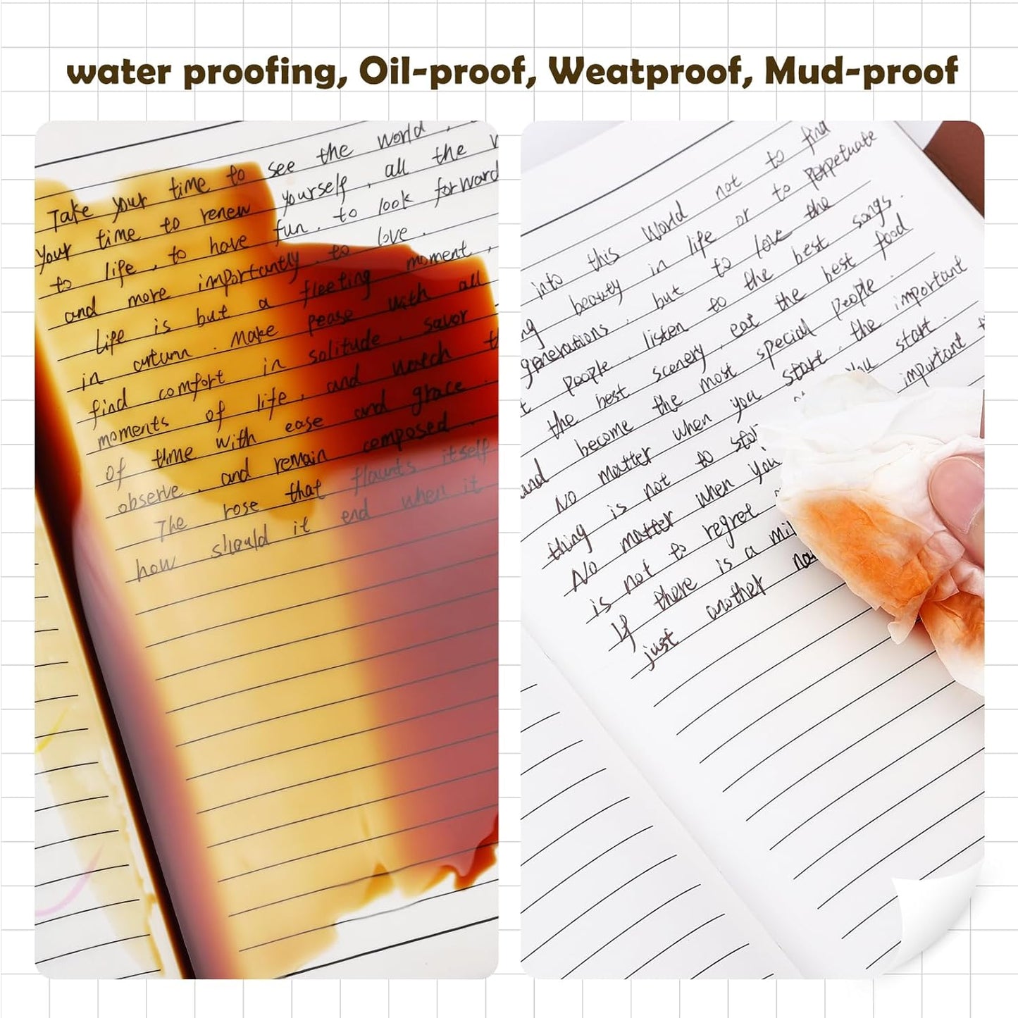 Stone Paper Notebook for Women Men, A5 Waterproof Notebook Hardcover Executive Journal, Ruled Notebooks for Writing, Business, Work ＆ School, 160 Pages Notebook with Box (A5 Green)