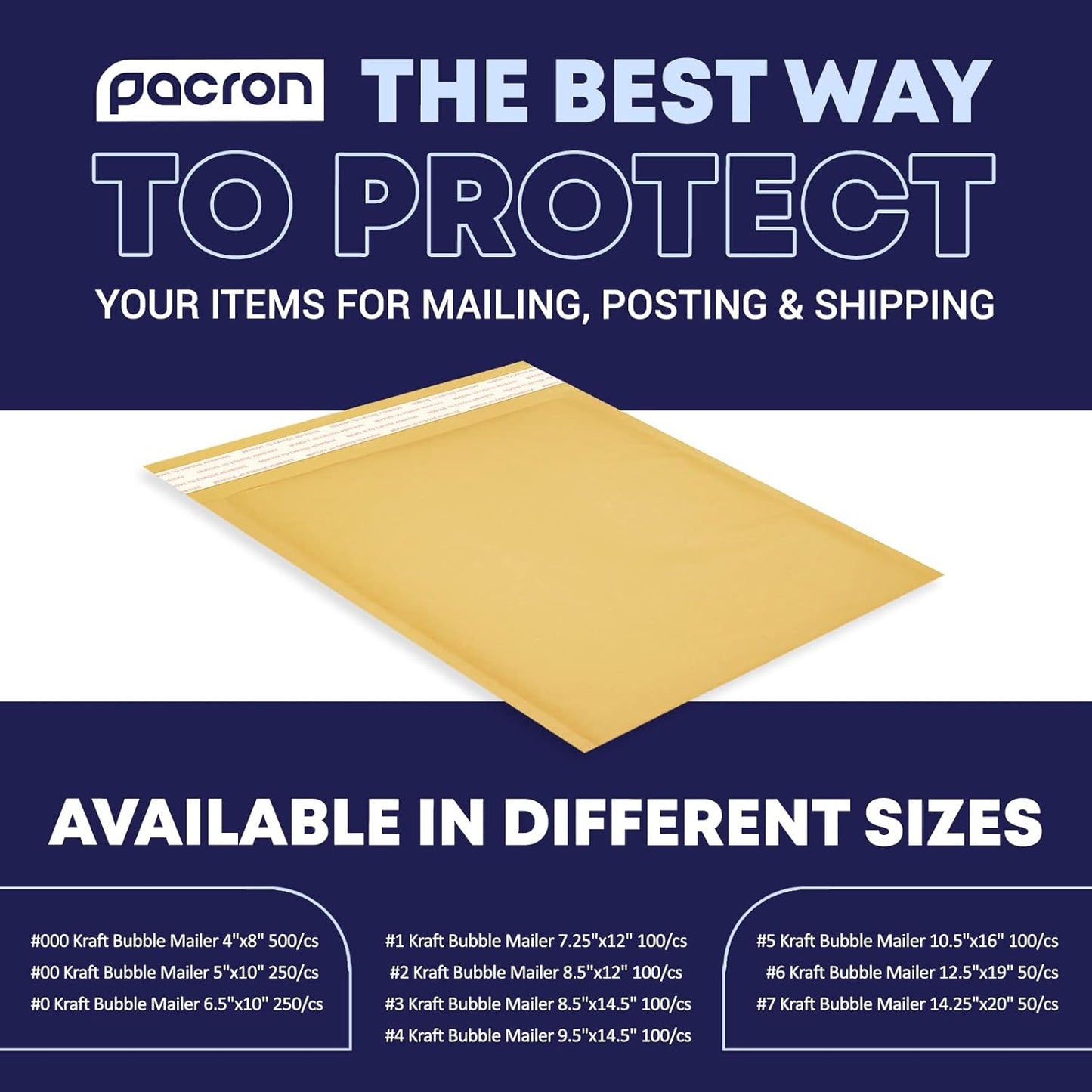 Kraft Bubble Mailers 100 Pack, 9.5 x 14.5 Inch Padded Shipping Envelopes, Yellow Mailing Envelopes for Documents & Packages, Durable & Lightweight, Made in USA