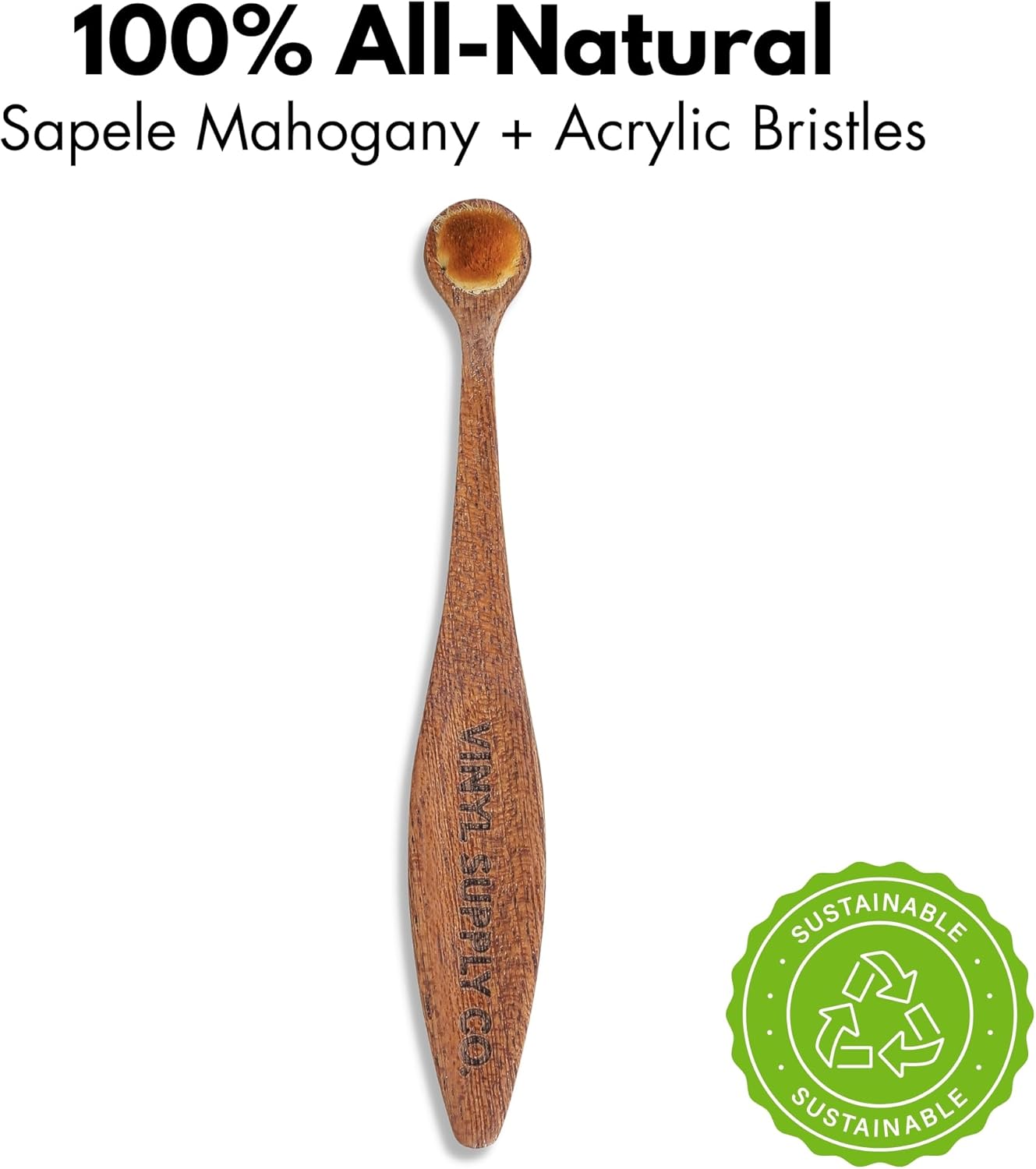 Turntable Stylus Brush by Vinyl Supply Co. - 100% All-Natural Wood Vinyl Brush - Goat Hair Vinyl Record Brush - Stylus Brush Cleaner for Needles and Cartridges (Stylus Brush)