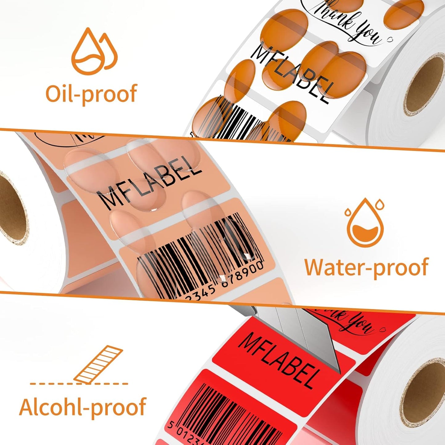 MFLABEL 2-1/4 x 1-1/4 Inch Direct Thermal Perforated Shipping Label, 2.25x1.25 inch Direct Thermal Labels for Barcodes Address，Perforated Shipping Labels (4 Rolls, 1000/Roll)