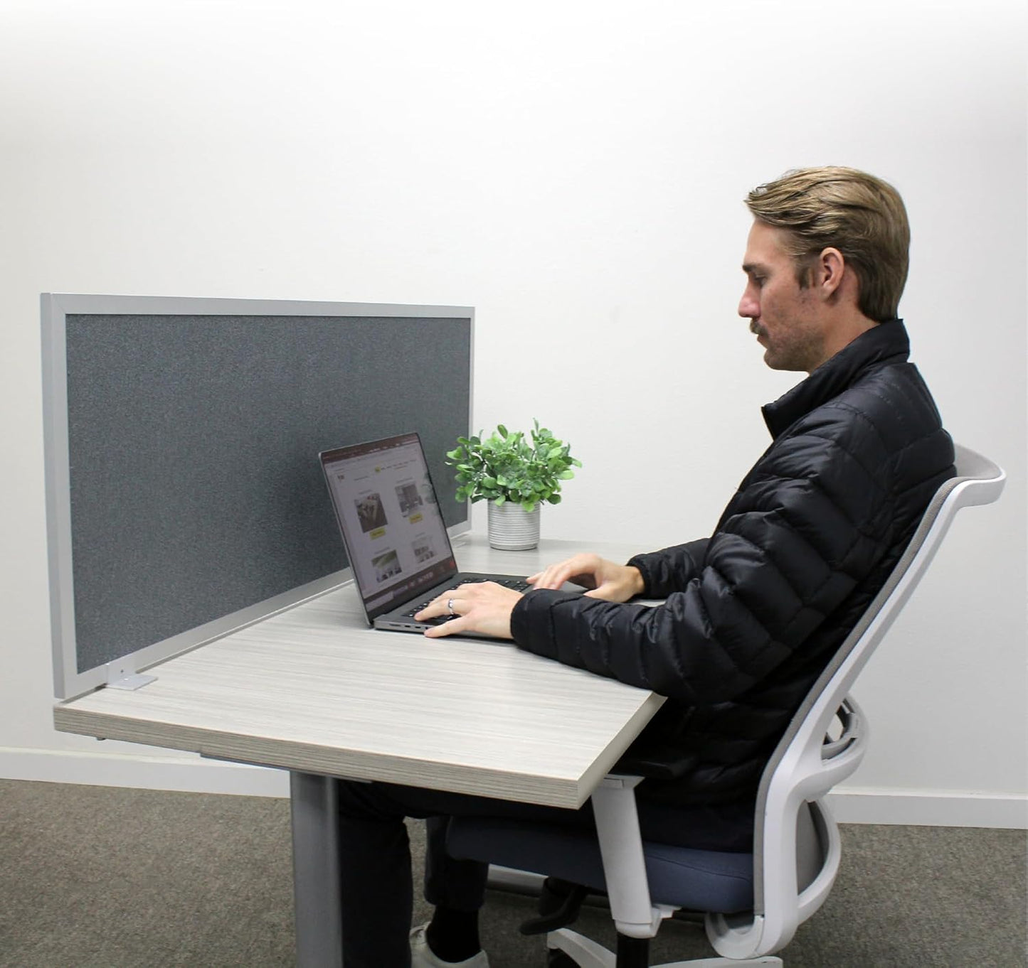 OBEX Acoustic Mounted Screen Privacy Panel Table Top Separator, Sound Blocking Desk Divider (Graphite, 18" X 48")