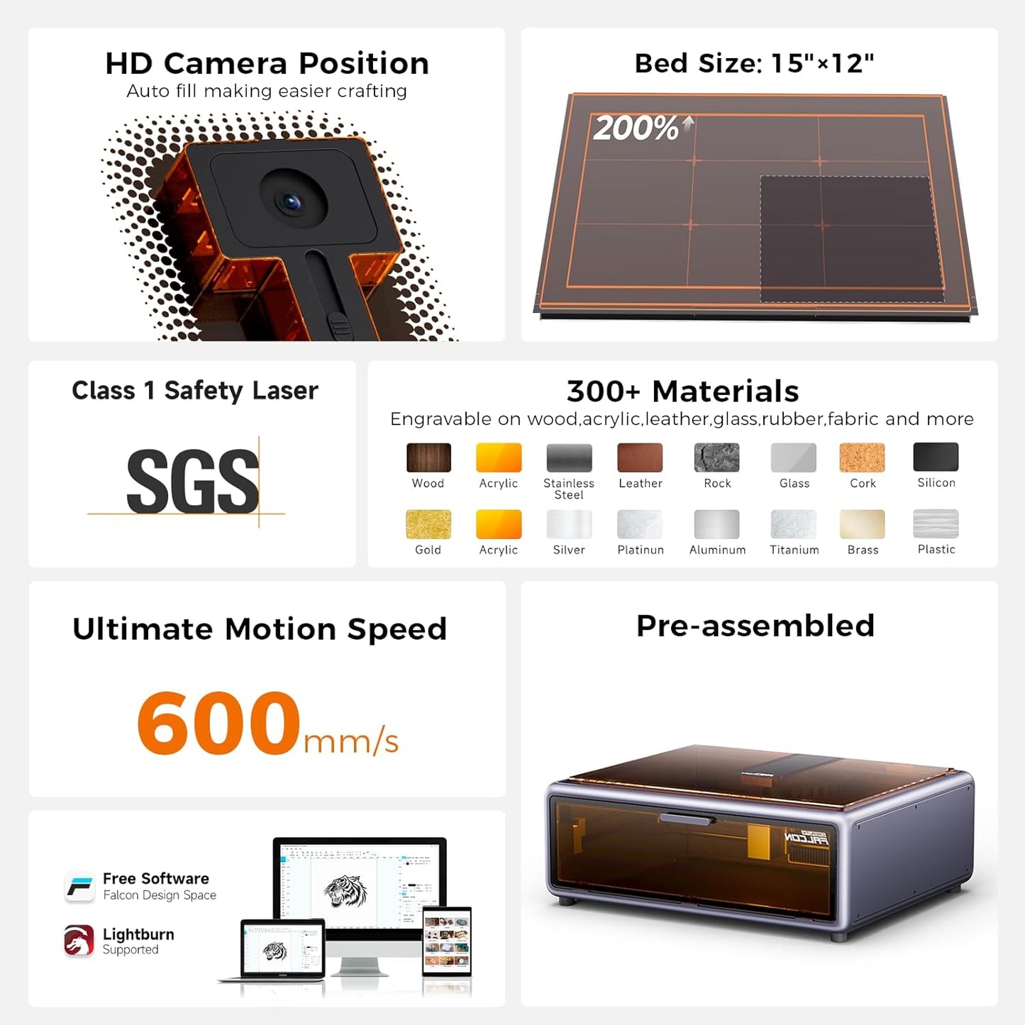 Creality Laser Engraver Falcon A1 10W with Fully Enclosed Design High Compatibility & Easy Assembly,Speed up to 600mm/s, Precision Engraving Machine