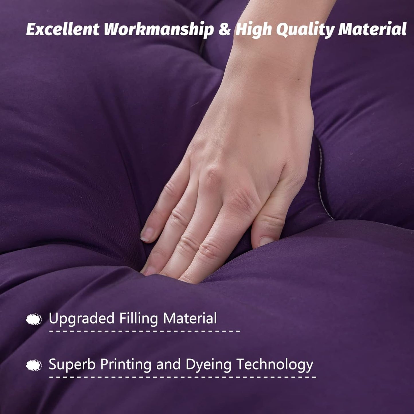 MAXYOYO Japanese Floor Futon Mattress, Roll Up Floor Mattress for Adults Foldable Tatami Mat Sleeping Pad Dormitory Bed Lounger, Purple, Queen Size