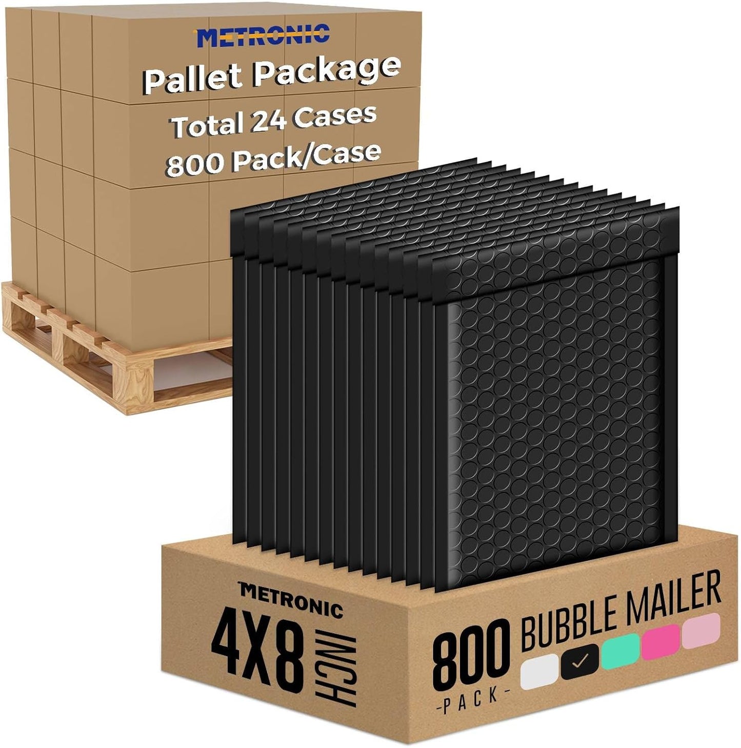 METRONIC 4x8" Bubble Mailer 19200 Pack Waterproof Black Small Bubble Mailers Usable Size 4x7" Self Seal Mailing Envelopes Bubble Padded for Small Business Mailing Jewelry Makeup Cards Envelope Mailers