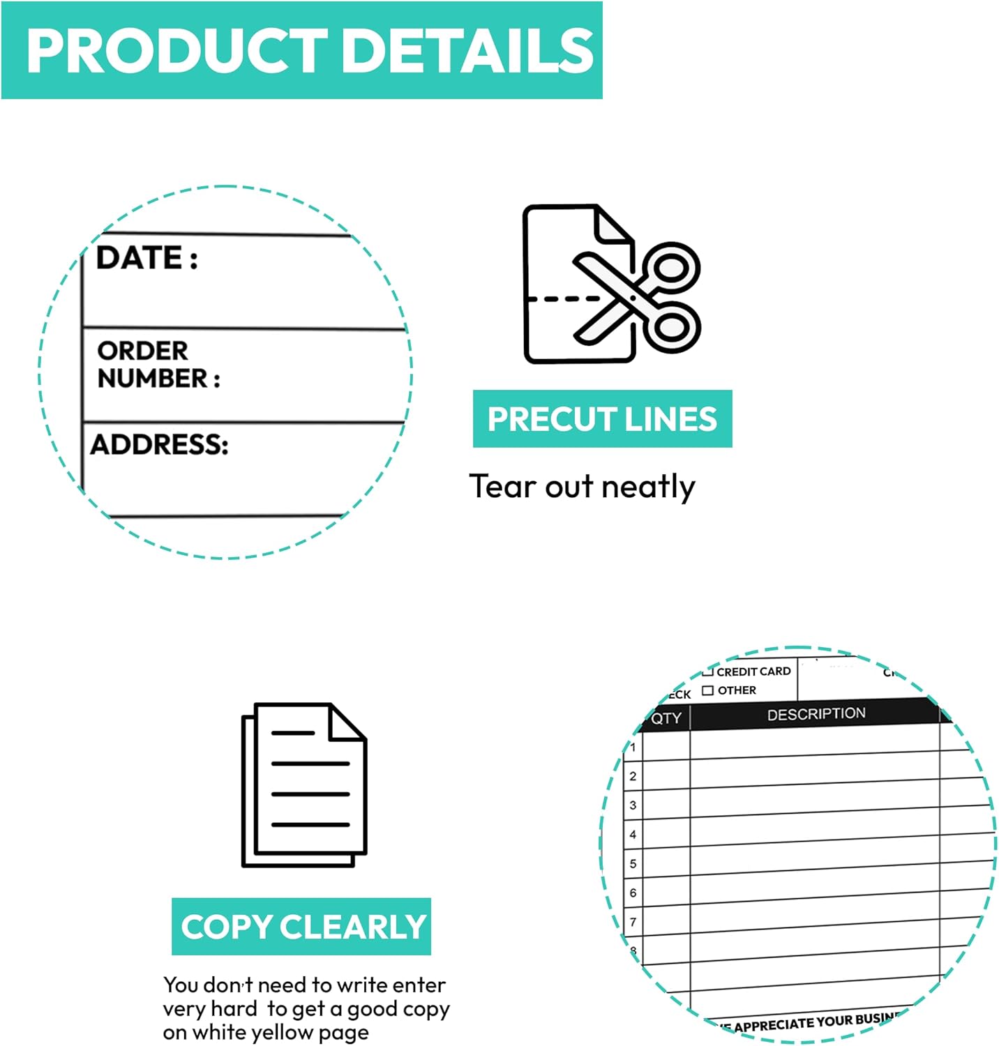 Custom 8.5" X 11" Invoice Receipt Book, Carbonless NCR Invoice Book in 3-Part Duplicate Receipts, Estimates, Purchase Orders, Sales Orders, Price Forms with Your Company/Business Name