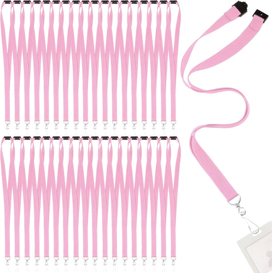 Patelai 120 Pcs Breakaway Lanyards with J Hook Bulk Flat for ID Badges Neck Badge Lanyards Card Nametag Holder Neck Straps (Pink)